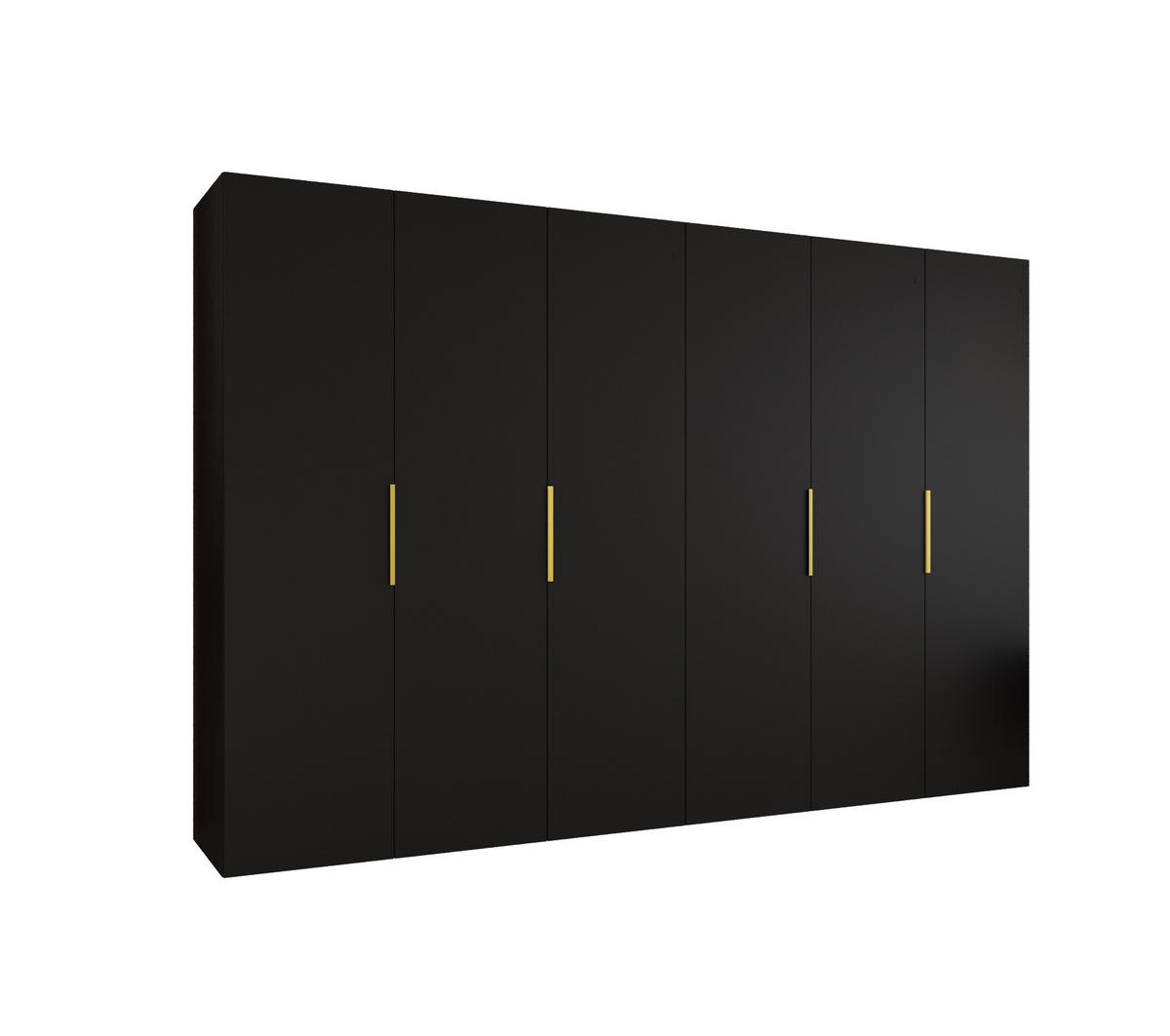 DREHTÜRENSCHRANK 202/300/52 6-türig - Goldfarben/Schwarz, Holz (300/202/52cm) - MÖBEL KRYSPOL