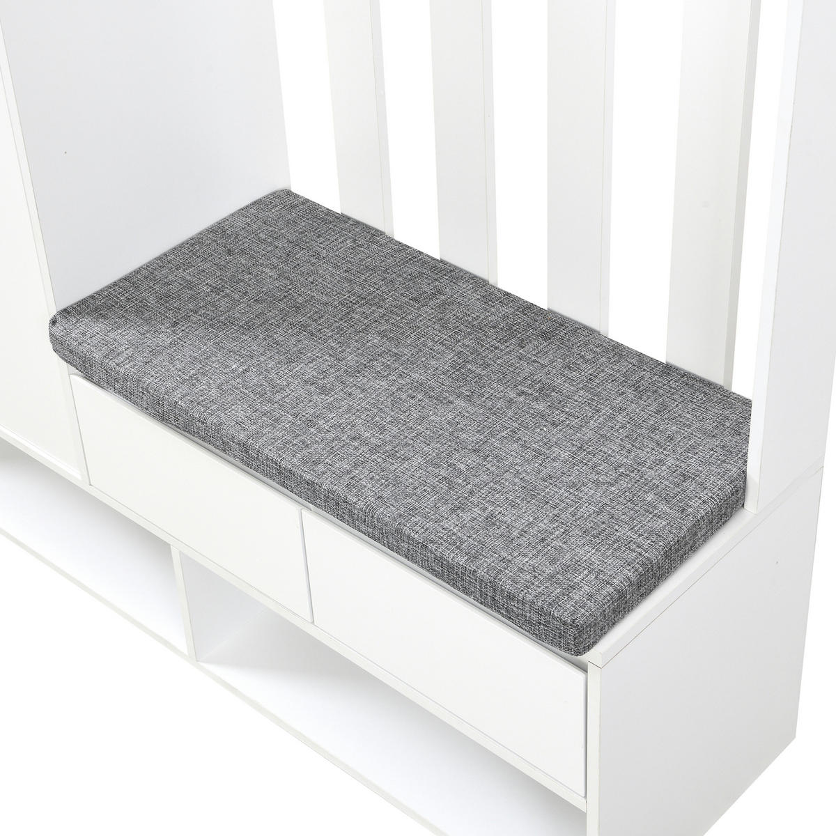 SCHUHSCHRANK aus MDF 180x100x35cm in Weiß mit Sitzbank & Stecktafel - Weiß, Holzwerkstoff (100/180/35cm) - Modfu
