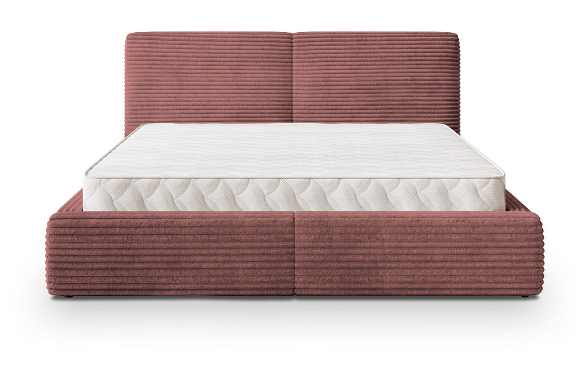 ČALOUNĚNÁ Postel FELURO 180x200 cm Pudrově růžová - světle růžová, kompozitní dřevo/textil (180/200cm) - MASSENO