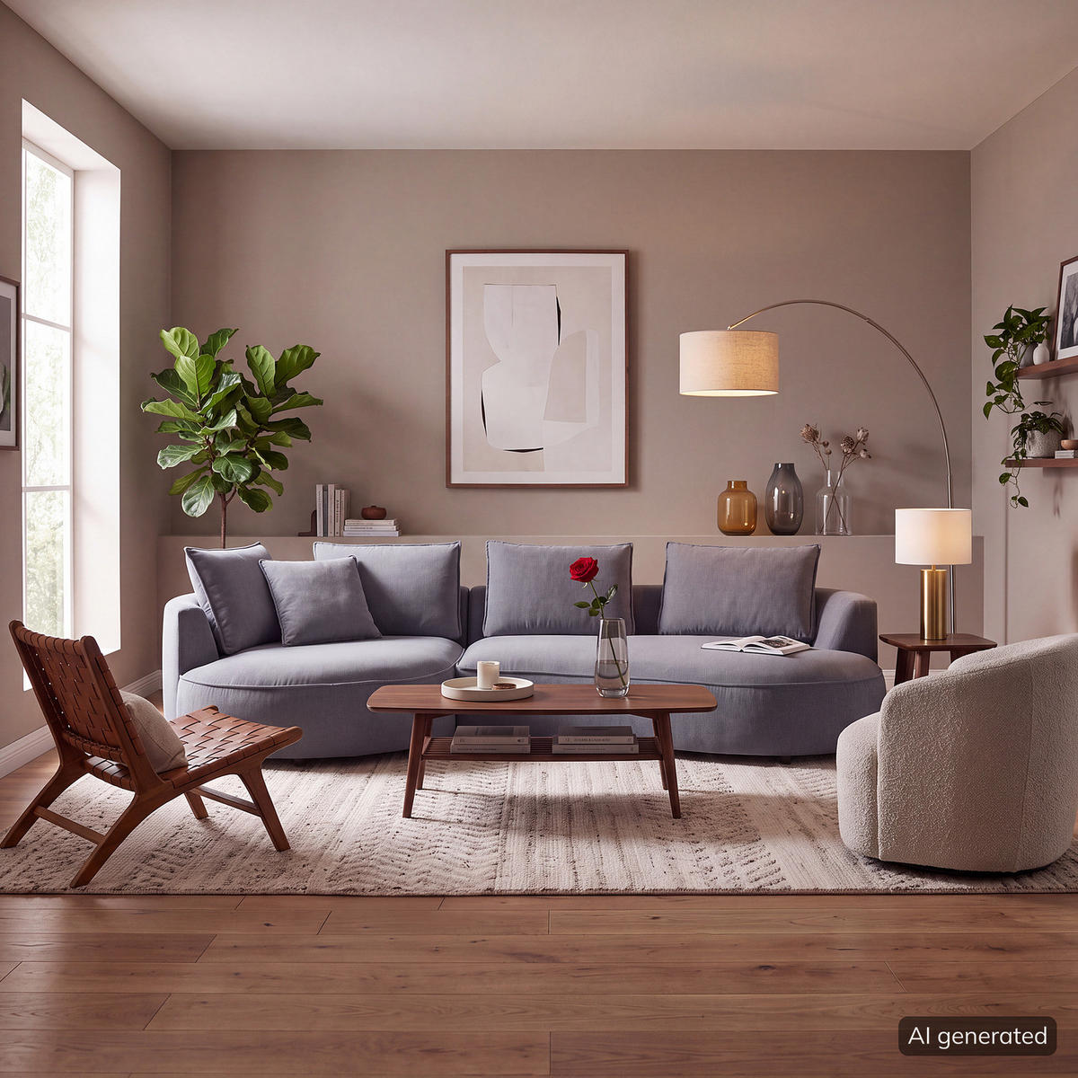 BIGSOFA - Grau, Kunststoff/Textil (322/82/154cm) - home24