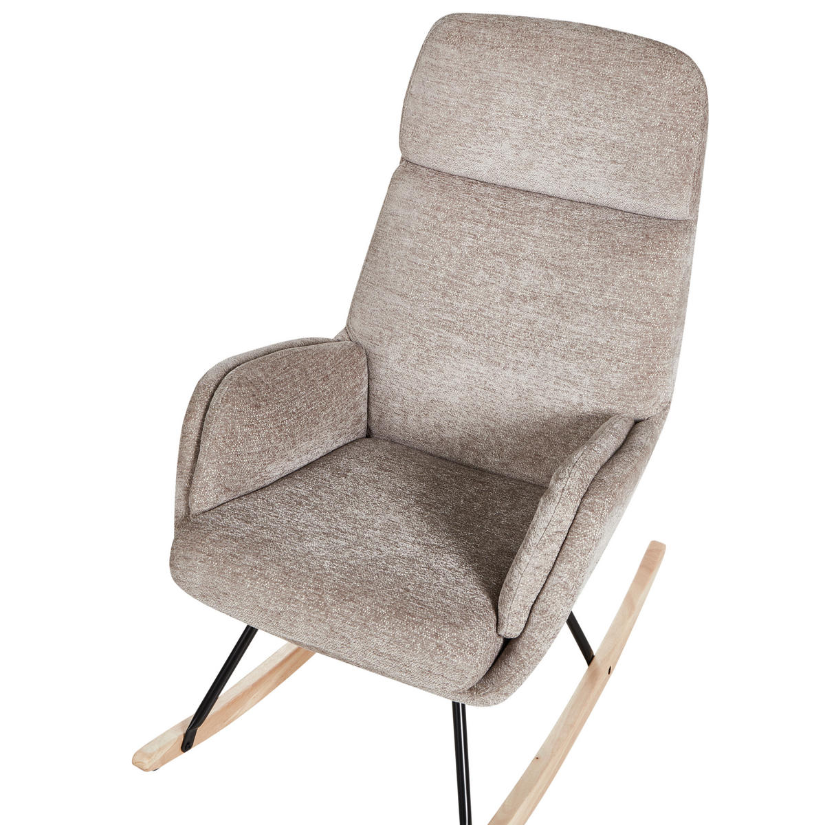 SCHAUKELSTUHL Taupe Kvelia - Taupe/Schwarz, Textil (67/106/92cm) - Beliani