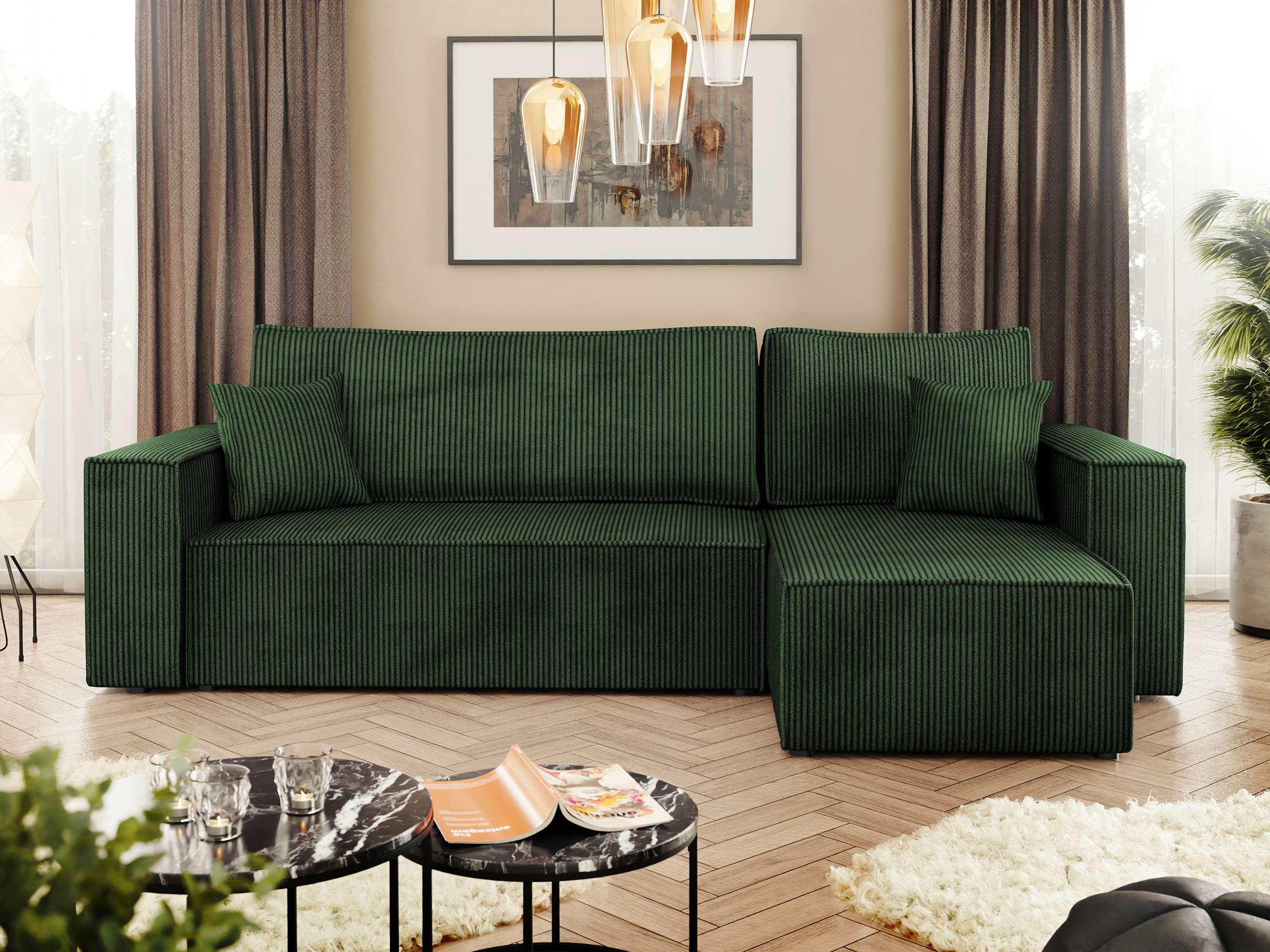 Thumbnail - Mirjan24 Ecksofa, Grün, Textil, 5-Sitzer, L-Form,L-Form, 244x145 cm, Wohnzimmer, Sofas & Couches, Wohnlandschaften, Ecks...