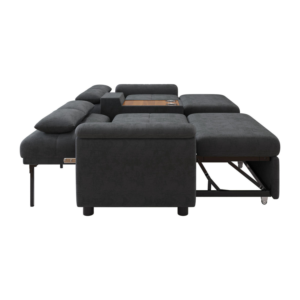 SEDACÍ SOUPRAVA, rozkládací, šenil, šedá, 284 cm - tmavě šedá, textil (284/89/138cm) - FLIEKS