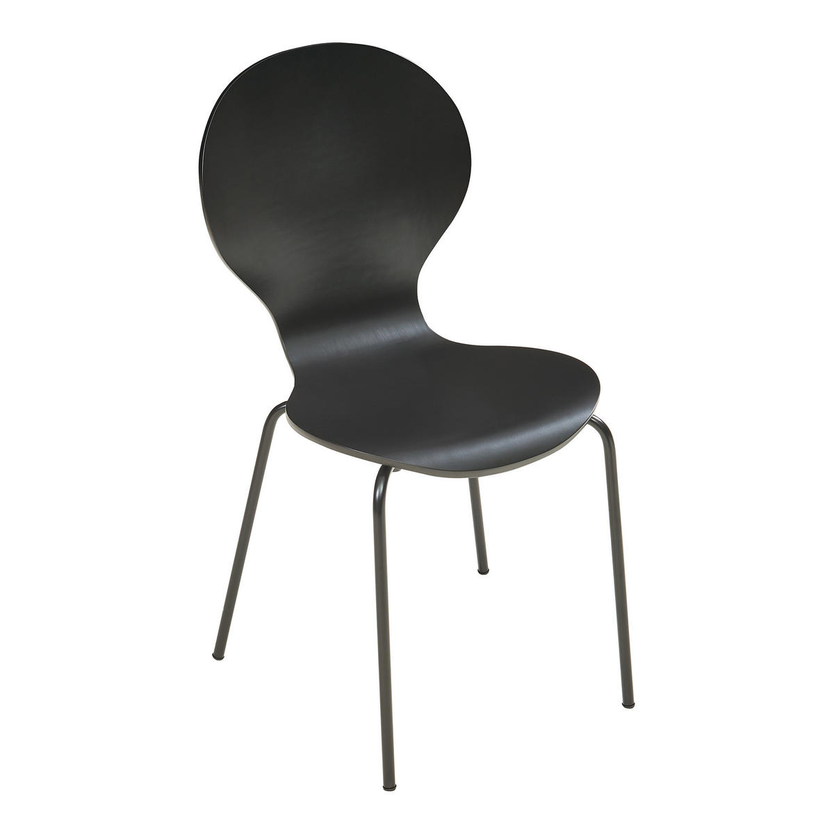 ESSZIMMERSTUHL-SET 4 TLG. Etne - Chromfarben/Schwarz, Holz/Metall (48/85/50cm) - [en.casa]