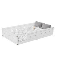 KINDERBETT 120x200 cm Massivholz Lattenrost Stern Mond weiß - Weiß, Holz (120/200cm) - LEBENLANG