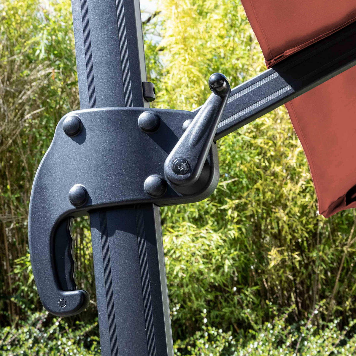 SONNENSCHIRM 3x3m mit Gewichtsplatten, Terracotta - Rot, Metall (300/300cm) - Oviala