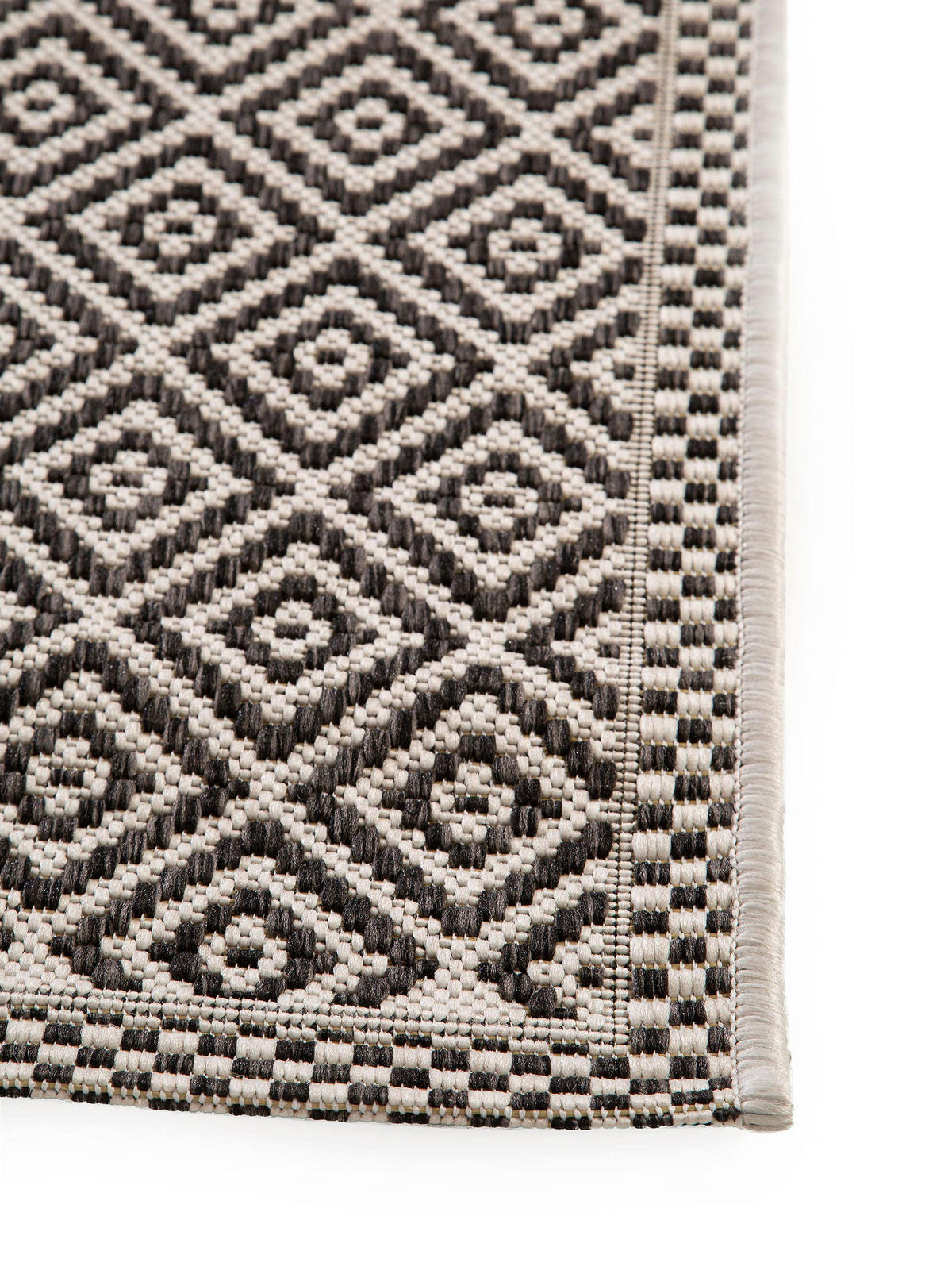 OUTDOORLÄUFER Cleo Weiß/Schwarz 80x240 cm - Weiß, Textil (80/240cm) - benuta Nest
