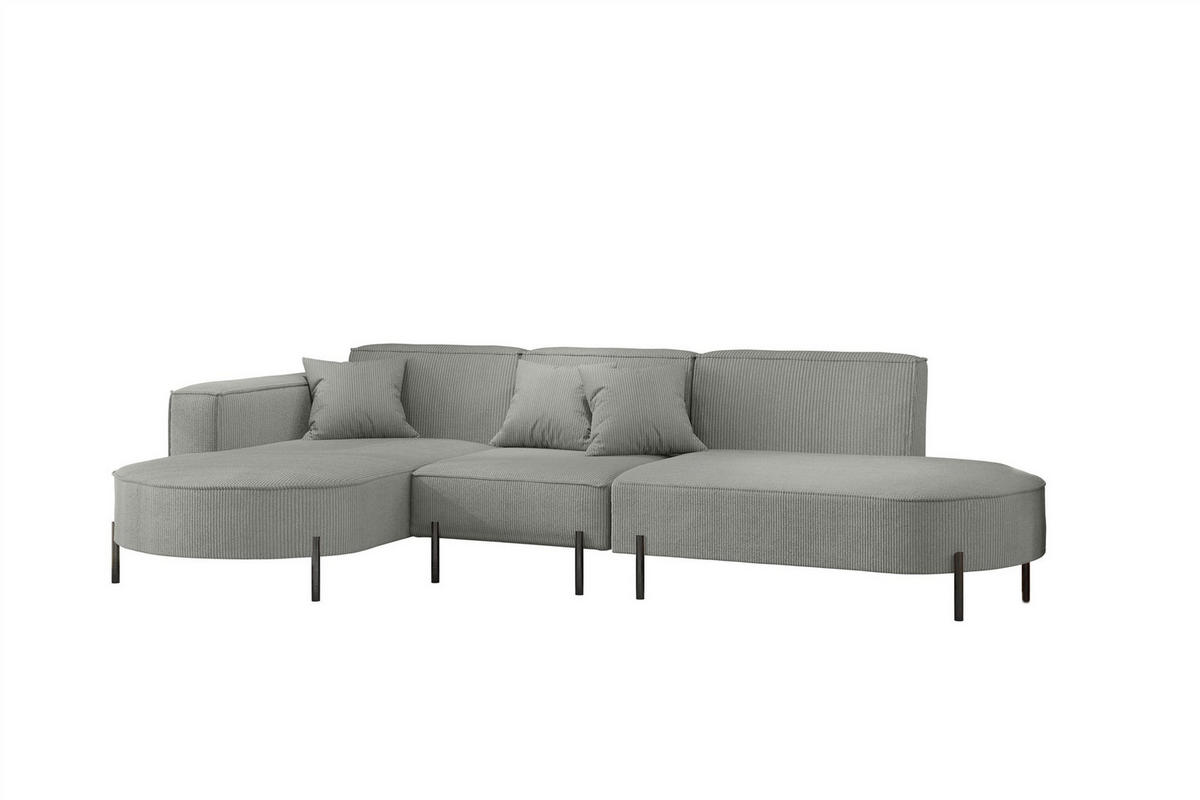 ECKSOFA Valencia - Grau, Holzwerkstoff/Textil (321/165cm) - Fun Möbel