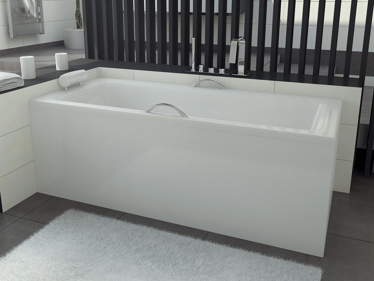 BADEWANNE Rechteck TALIA 150/70 mit Schürze Ablauf Füße - Weiß, Kunststoff (70/55.5/150cm) - bad land