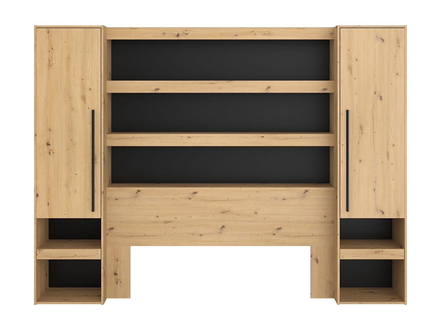 BETTBRÜCKE - 2 Personen - Holz, Platte - Schwarz, Naturfarben Hell - - Schwarz/Naturfarben, Holz (160/190cm) - Vente-Unique