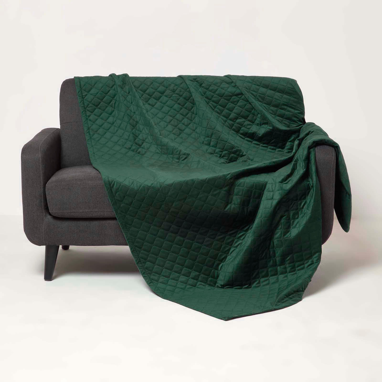 SAMT-WOHNDECKE 150/200 cm, gesteppt - Grün, Textil (150/200cm) - Homescapes