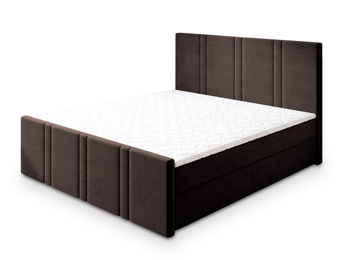 POSTEL BOXSPRING COMOZA 160x200 cm, s matrací a úložným prostorem, hnědá - hnědá, kompozitní dřevo/textil (160/200cm) - MASSENO
