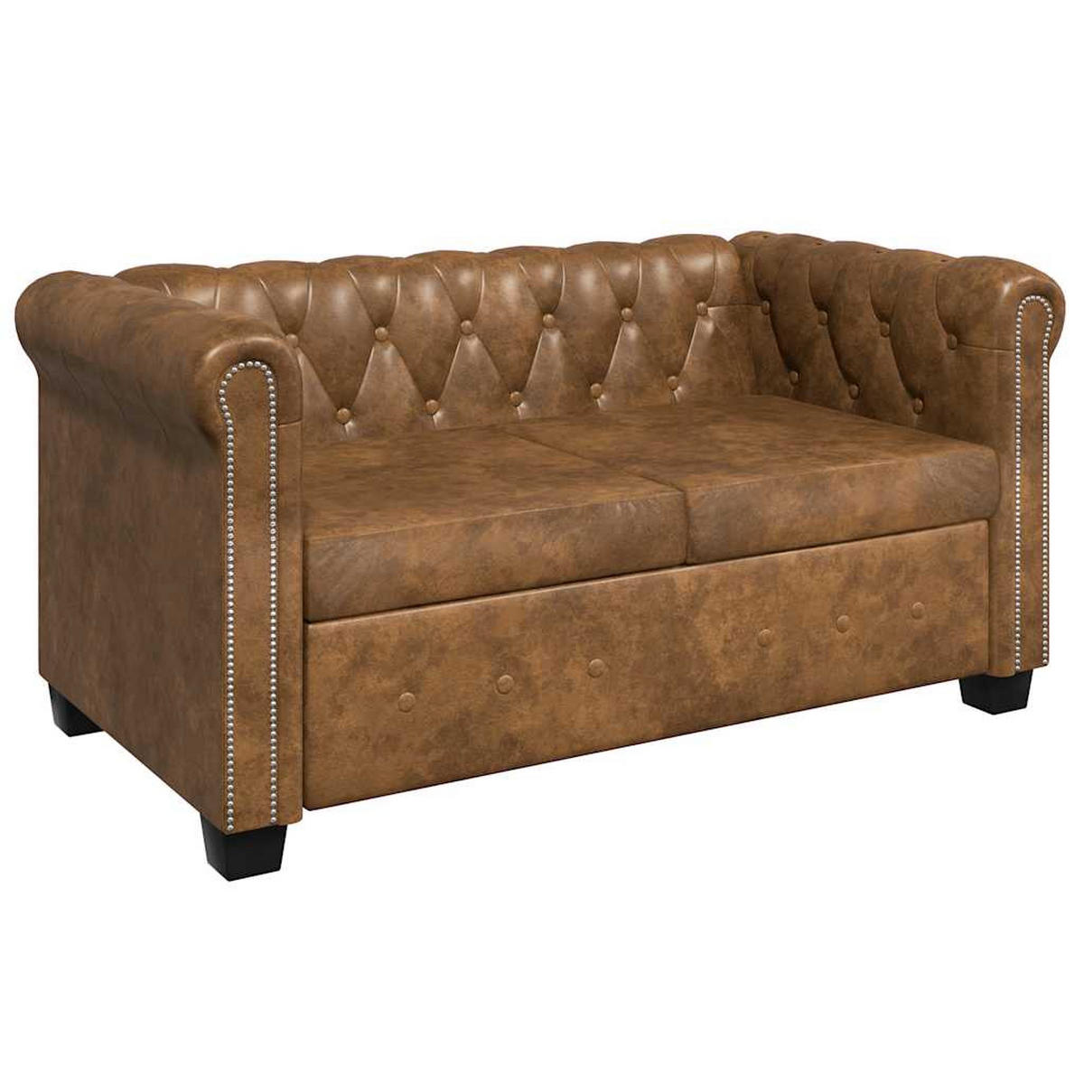 CHESTERFIELD-SOFA -Sitzer Und 3-Sitzer Braun - Braun, Leder (145.5/70/76cm) - vidaXL