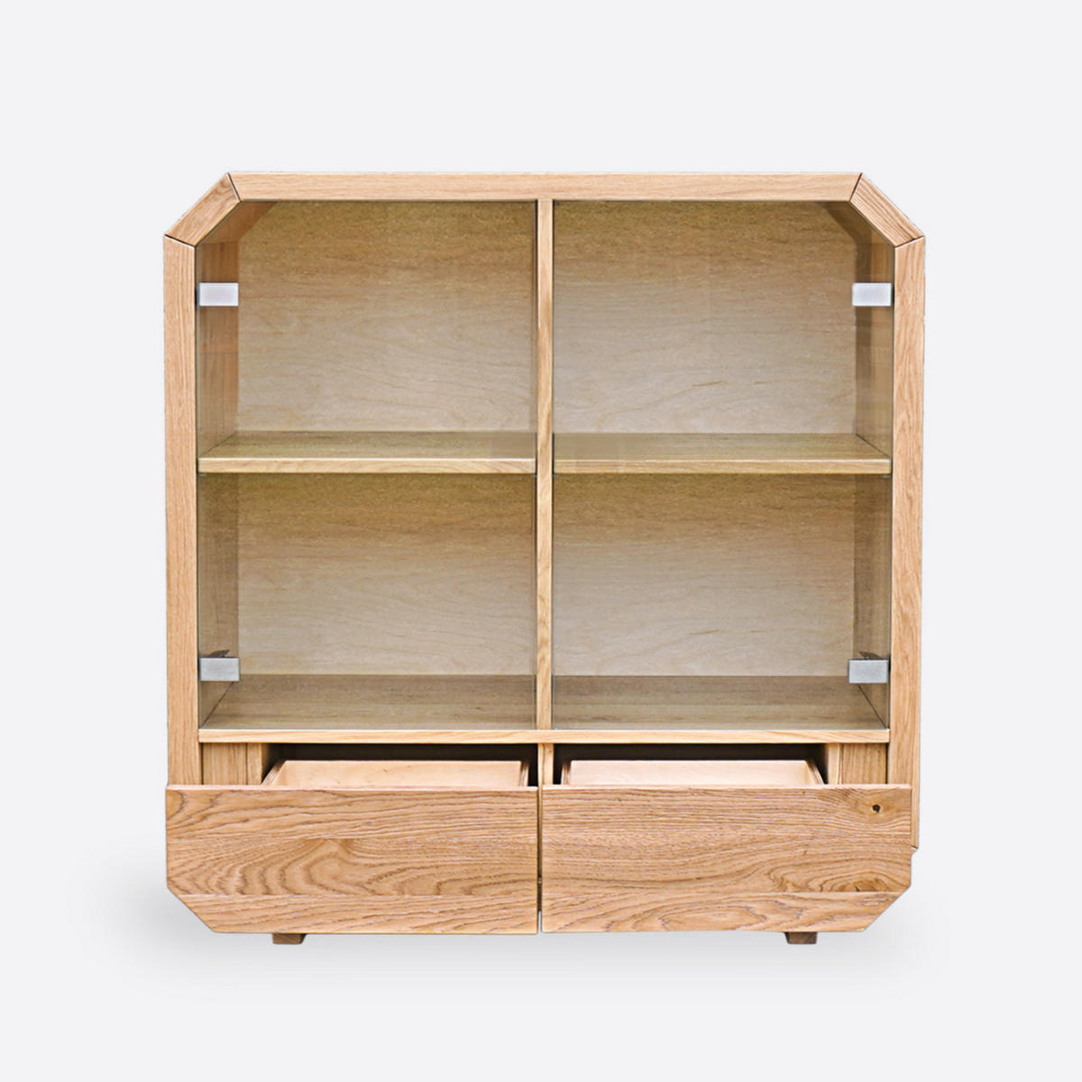 KOMMODE aus Massivholz mit Glas OMNIS - Eichefarben, Holz (100/105/40cm) - Rawood Furniture