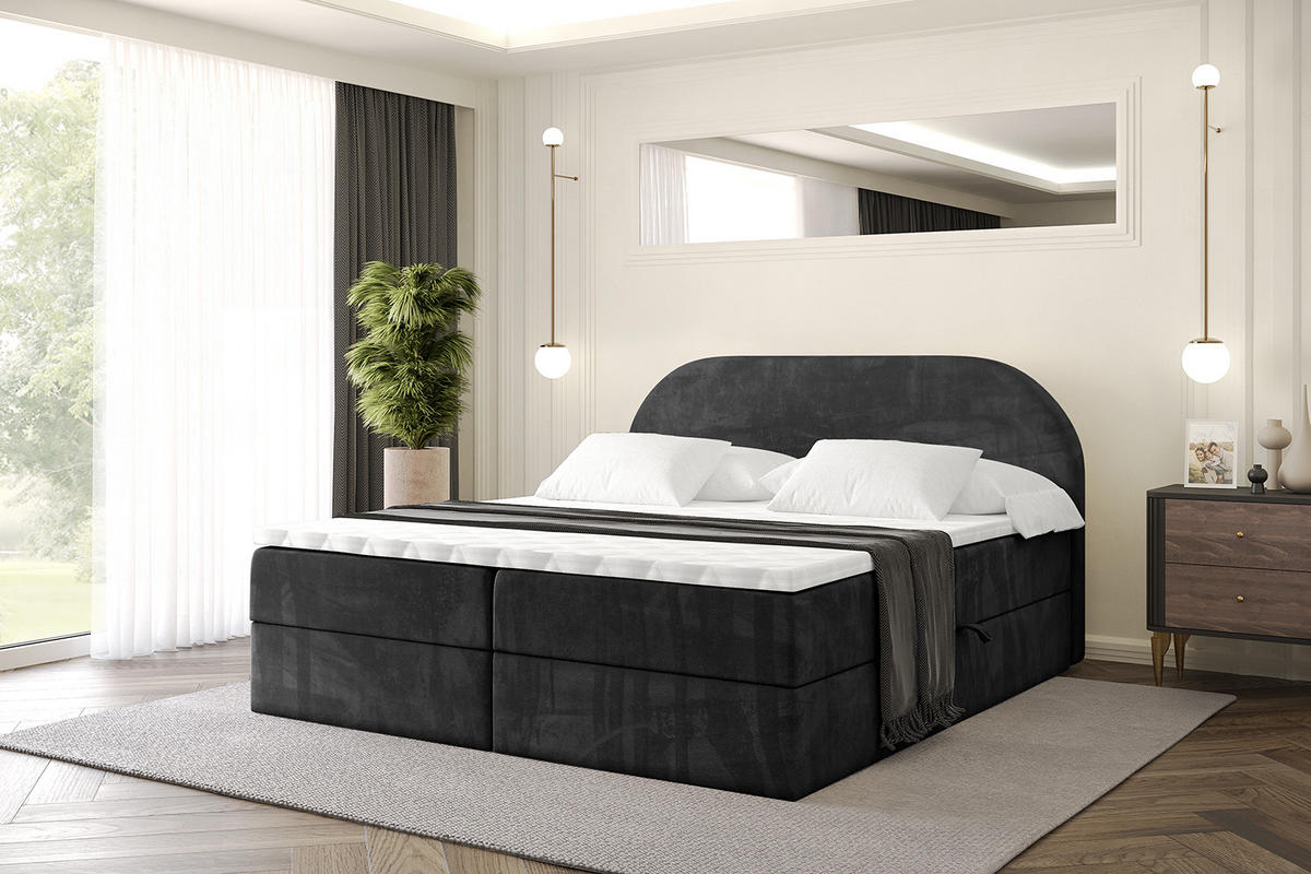 BOXBETT mit Matratze H3 und Lattenrost - NOX - 140x200 - Schwarz Casablanca - Schwarz, Holzwerkstoff/Kunststoff (140/200cm) - ALTDECOR