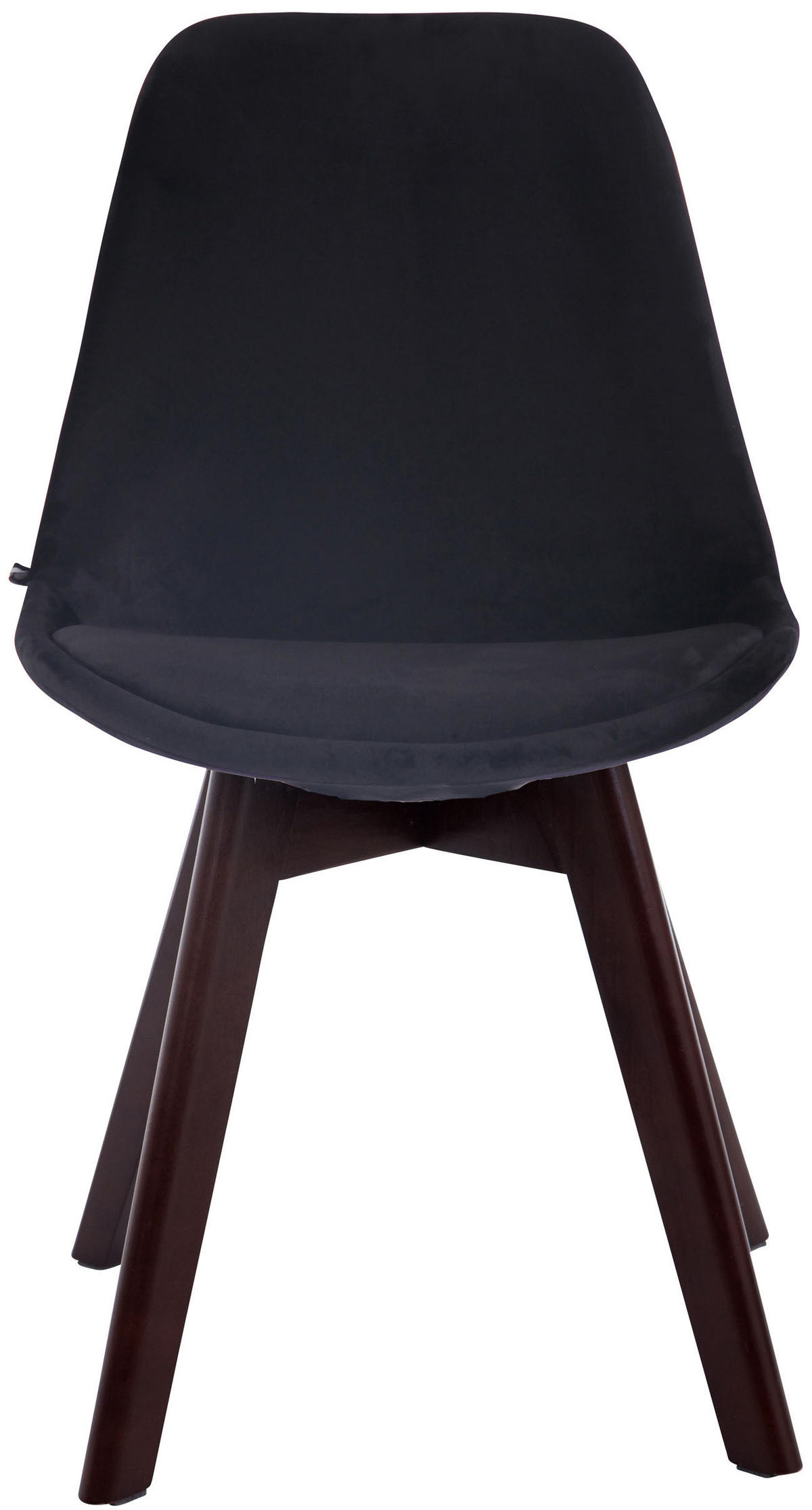 STUHL 4er Set Samt schwarz - Walnussfarben/Schwarz, Holz/Textil (48/84/55cm) - CLP
