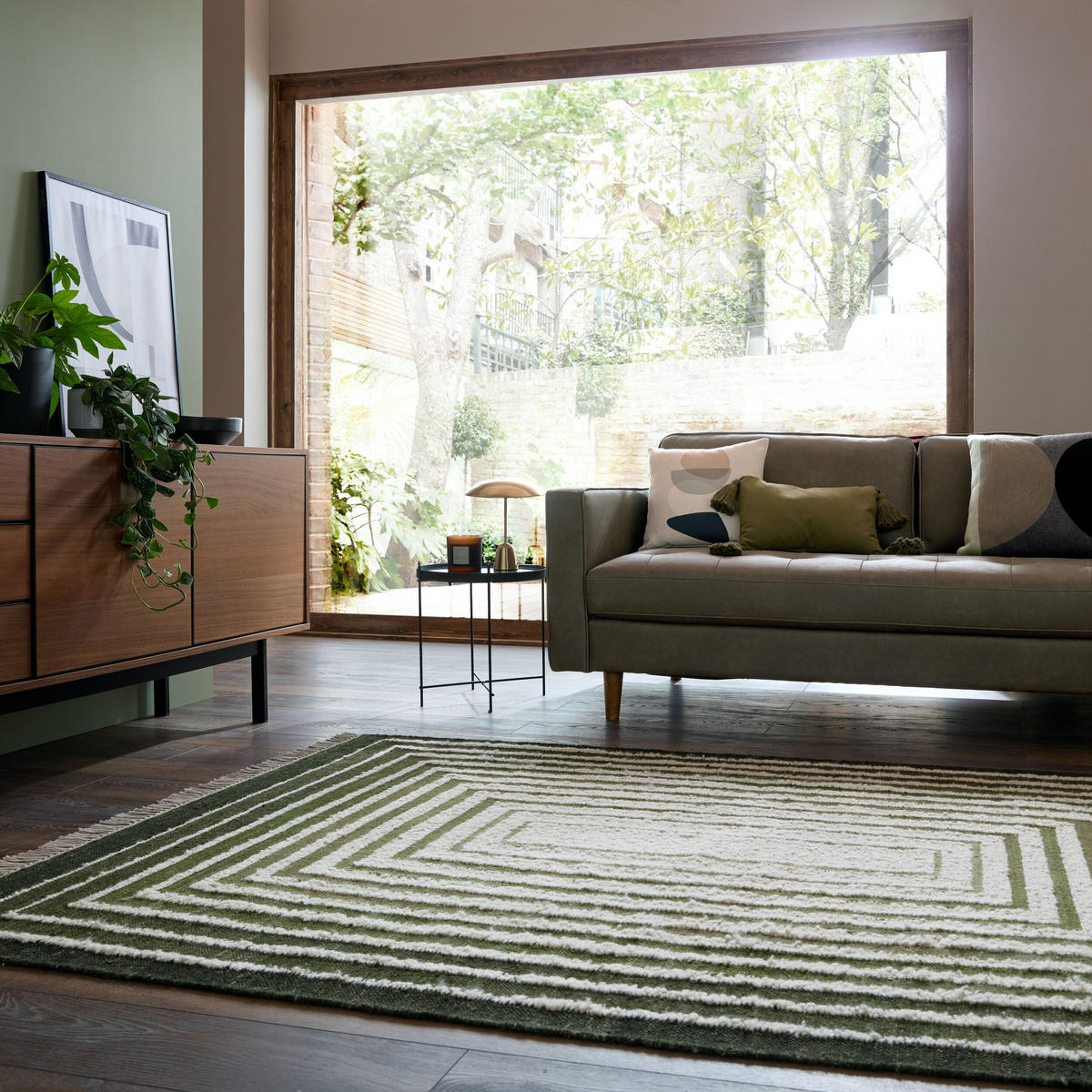 WOLLTEPPICH handgewebt FROND, geometrisch, Grün, 200 x 300 cm - Grün, Textil (300/200cm) - KADIMA DESIGN