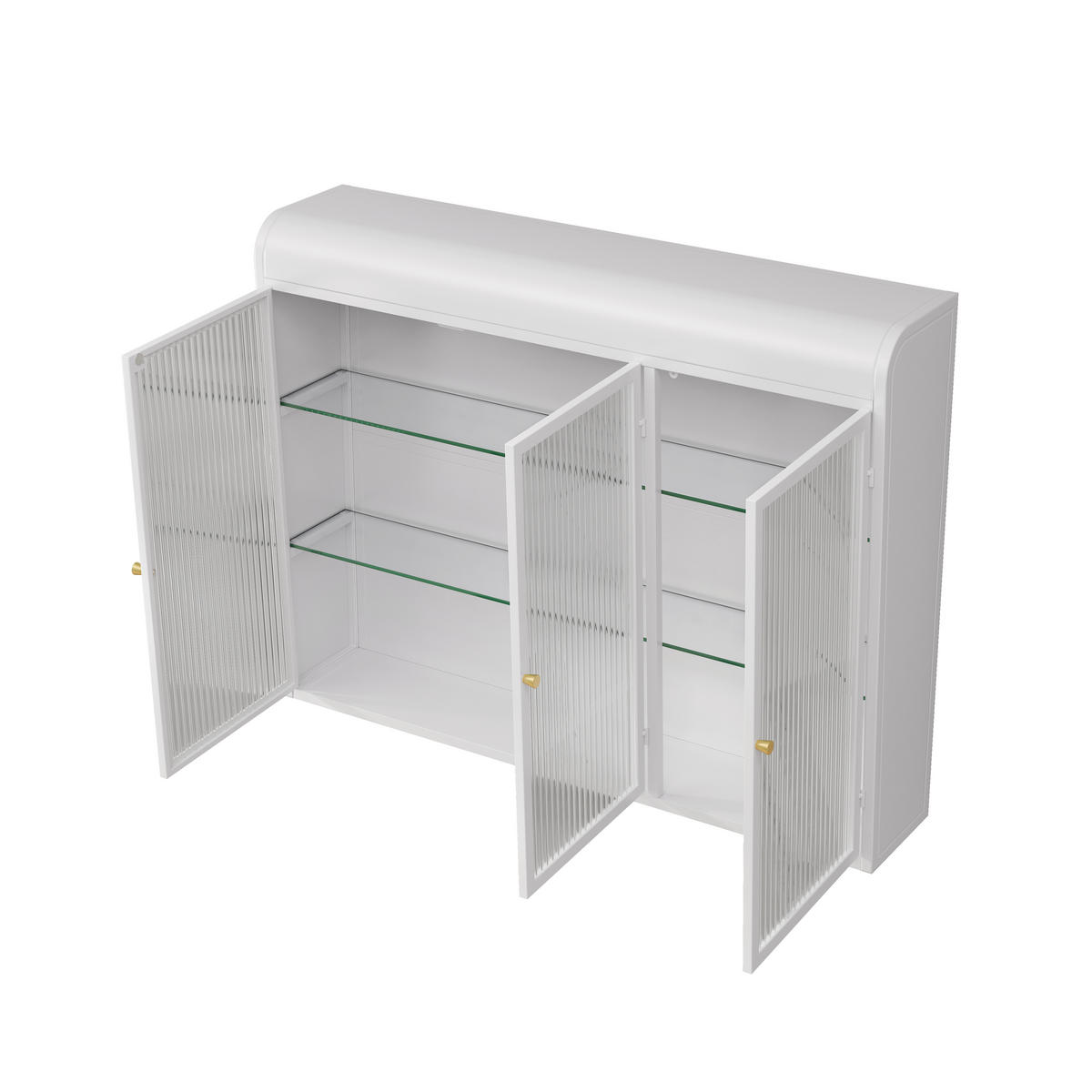 KÜCHENOBERSCHRANK mit Glasfront in Weiß, 3 Türen – wandmontiert - Weiß, Glas (90/70/19.5cm) - BEAOK