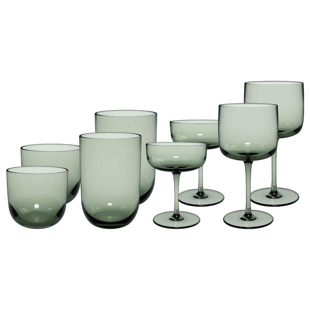 KOMPLETT-GLÄSER-SET Like Glass Sage 8er Set - Grün, Glas - like.Villeroy & Boch