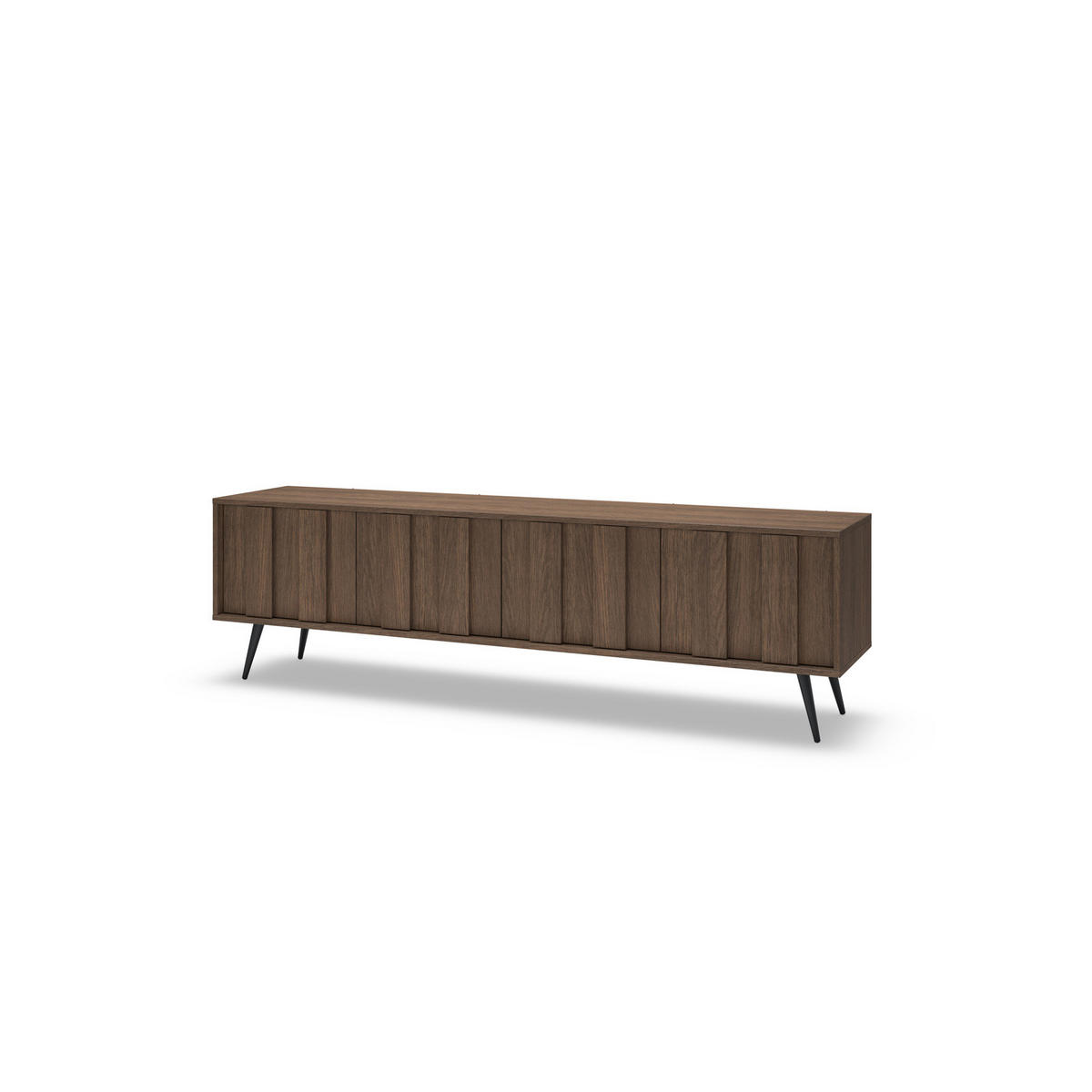 TV-LOWBOARD LUPO 183 cm Eiche Dunin - mit 4 Türen, LED und Metallfüßen - Eichefarben/Schwarz, Holz/Holzwerkstoff (183/54/40cm) - Ravio