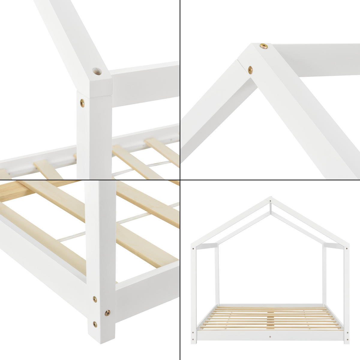 HAUSBETT Cerro - Weiß, Holz (120/200cm) - [en.casa]
