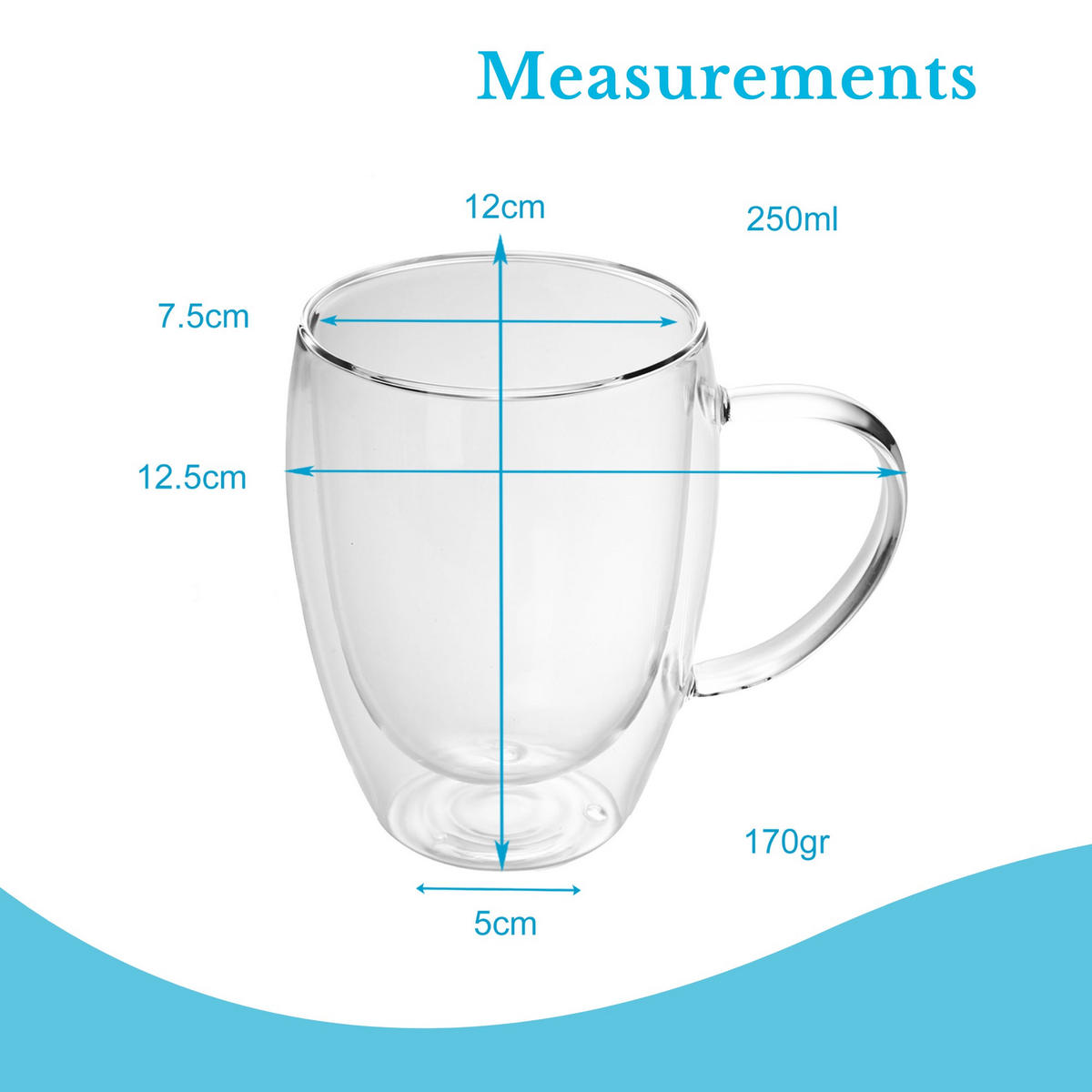 KAFFEEGLAS 250 ml (2er-Set) - Transparent, Glas - Intirilife