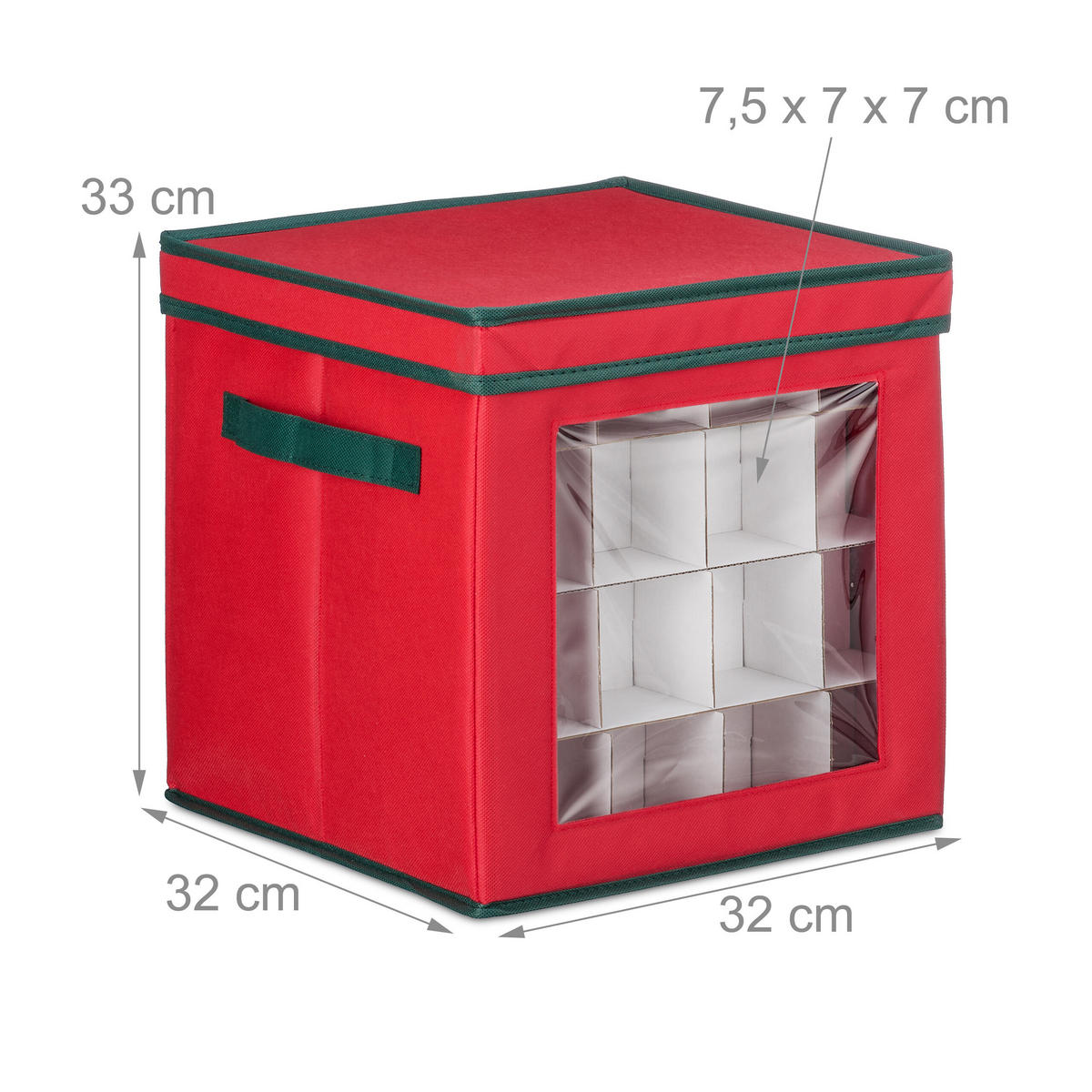 2XWEIHNACHTSKUGEL-AUFBEWAHRUNGSBOX - Rot, Papier/Kunststoff (32/33/32cm) - Relaxdays