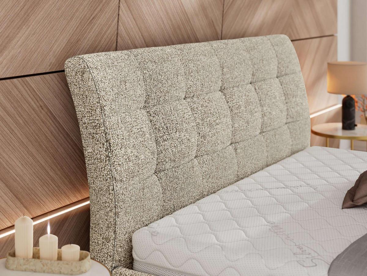 POLSTERBETT GALA CLASSIC 140/200 - Beige Strukture - ohne Matratze - Beige, Textil (140/200cm) - MKS