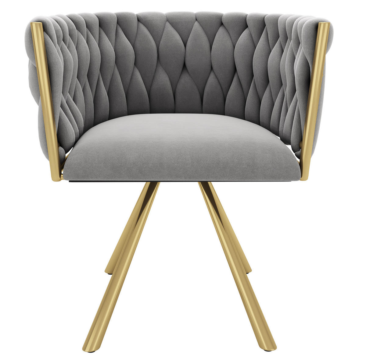 ESSZIMMERSTUHL 2er-Set 360° drehbar Samt Grau/Gold - Grau, Metall (54/72/59cm) - Meubliv