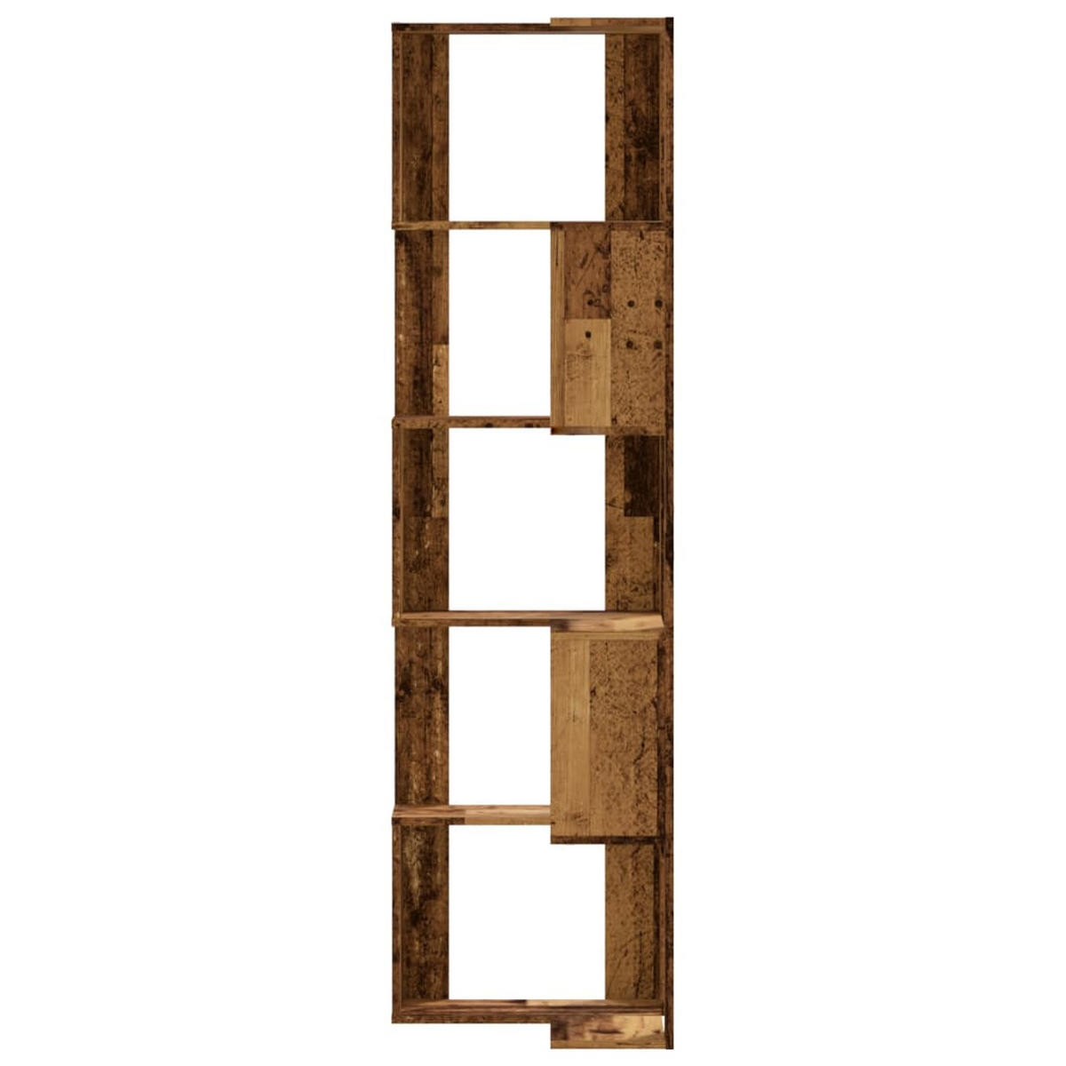 BÜCHERREGAL mit 5 Ebenen für die Ecke 50/50/179 cm aus Holzwerkstoff Altholz-Optik Dekor - Graubraun, Holz (50/179/50cm) - vidaXL