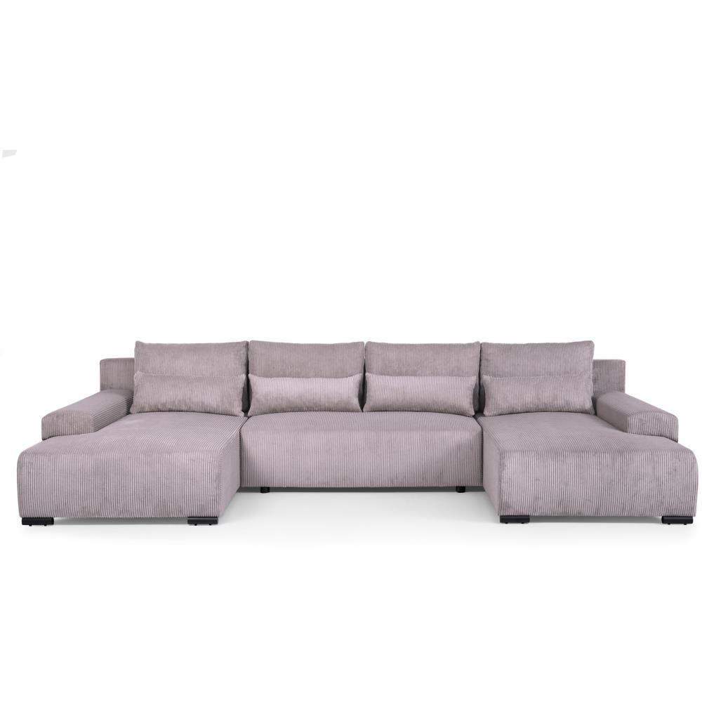 WOHNLANDSCHAFT Benny U rosa - Schwarz/Rosa, Textil/Metall (350/85/186cm) - Beautysofa