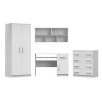 KINDERZIMMER-SET INGE III Weiß/WeißEiche 4-teilig - Weiß, Holzwerkstoff (270/193/50cm) - Deine Möbel 24