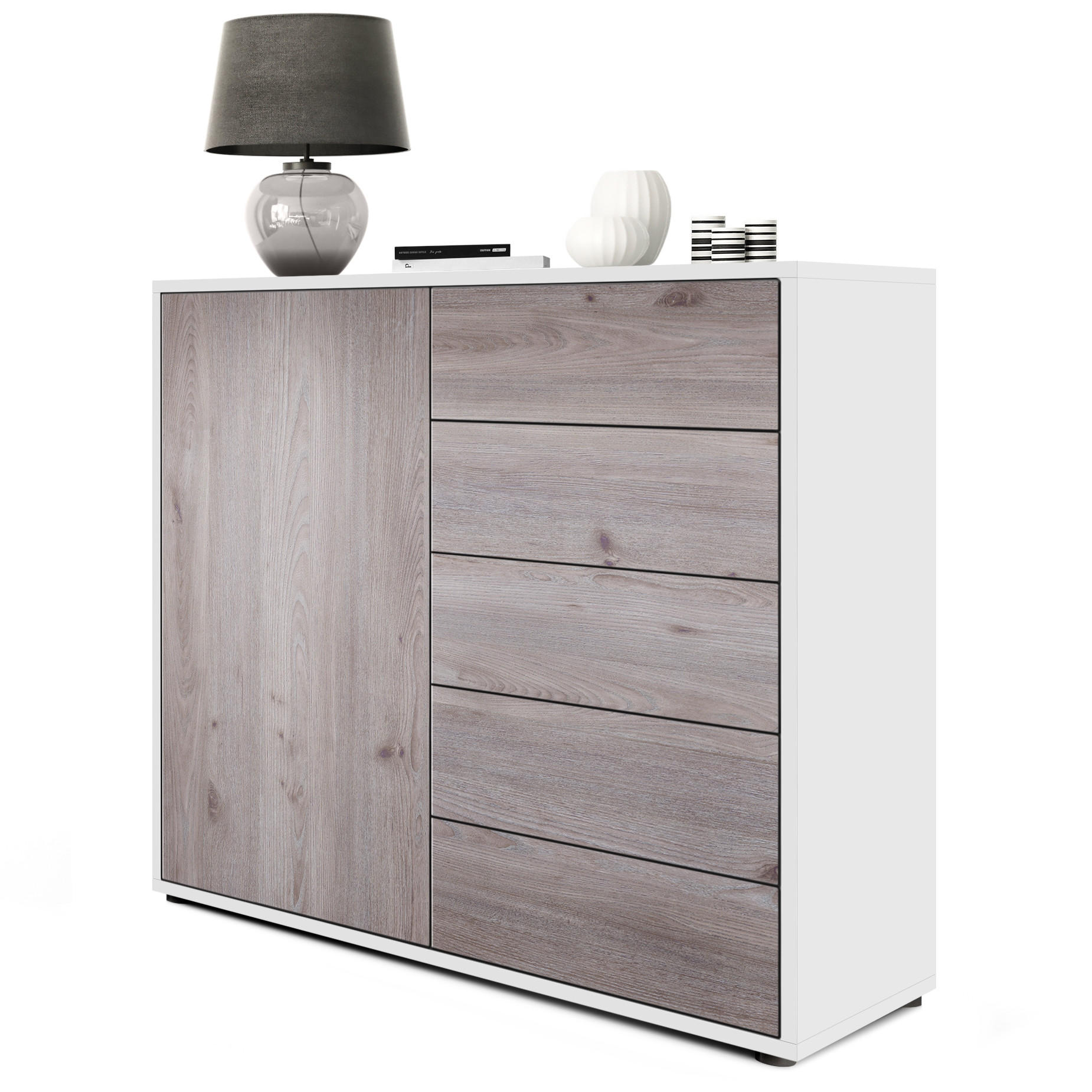 KOMMODE Ben Front in Eiche Nordic - Silbereichenfarben, Holzwerkstoff (79/74/36cm) - Vladon