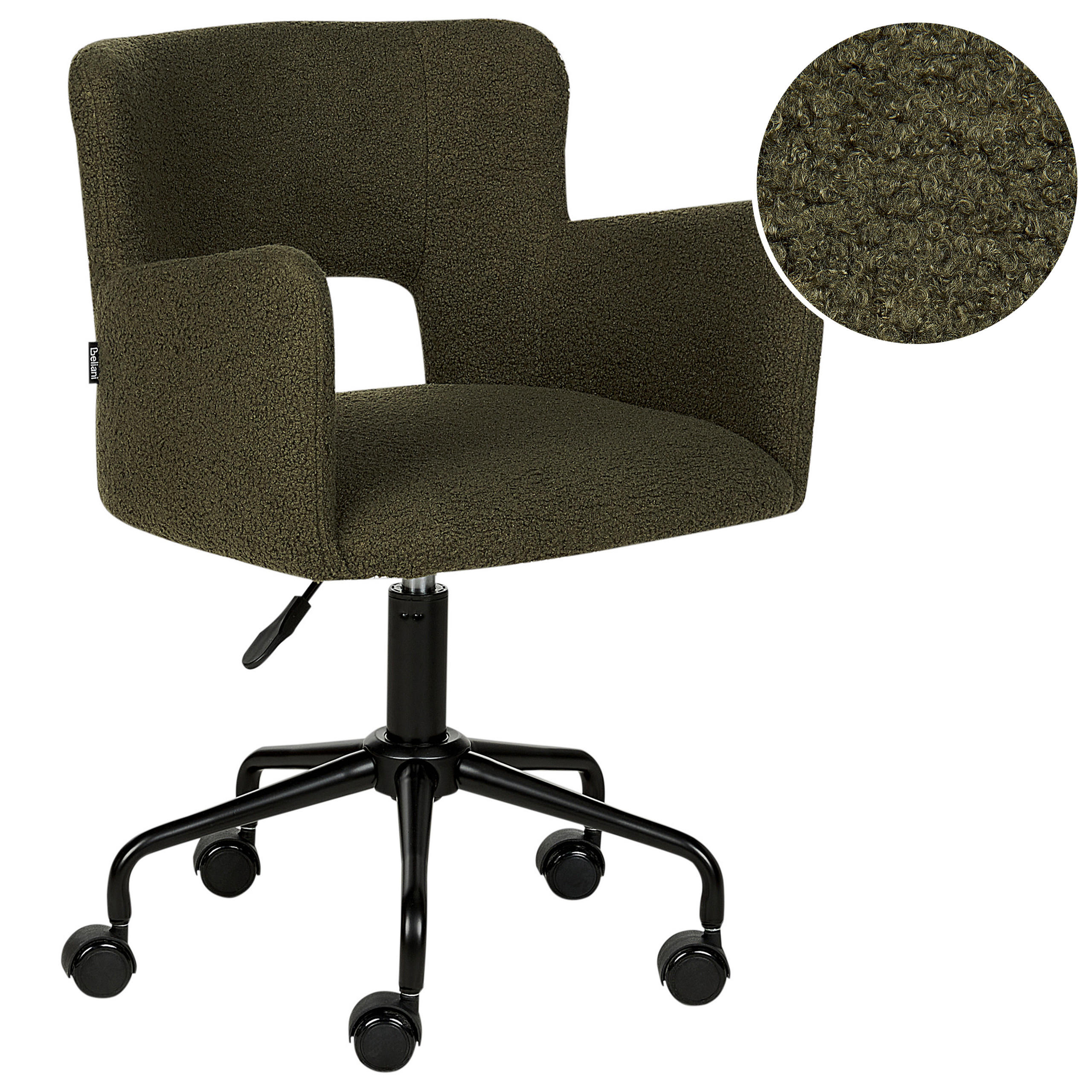BÜROSTUHL Bouclé Dunkelgrün Sanilac - Schwarz/Grün, Textil (62/71/62cm) - Beliani
