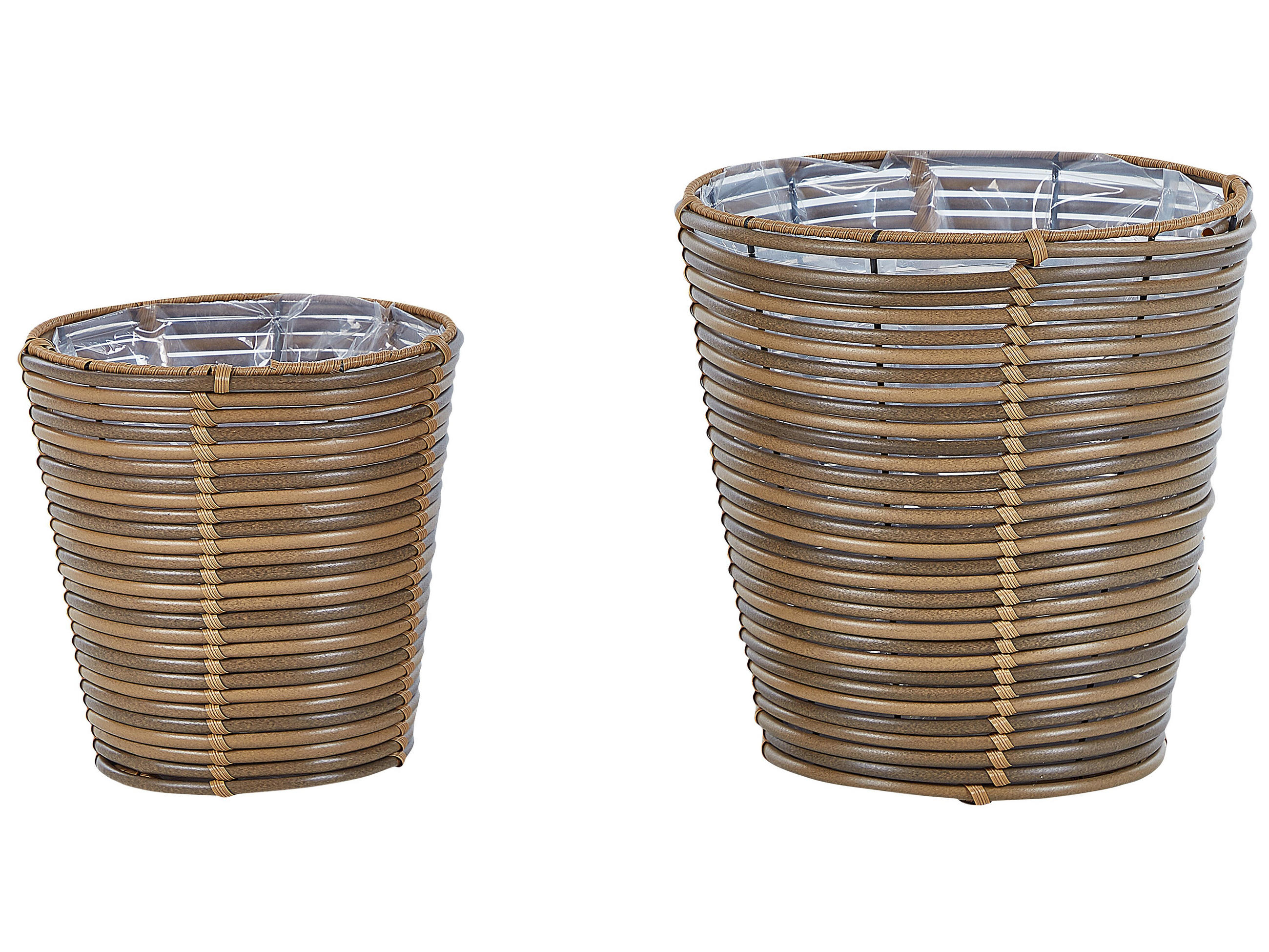 BLUMENKORB 2er-Set Rattan braun 31-22/24-17 cm Sarti - Braun, Kunststoff (32cm) - Beliani