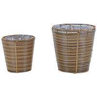 BLUMENKORB 2er-Set Rattan braun 31-22/24-17 cm Sarti - Braun, Kunststoff (32cm) - Beliani