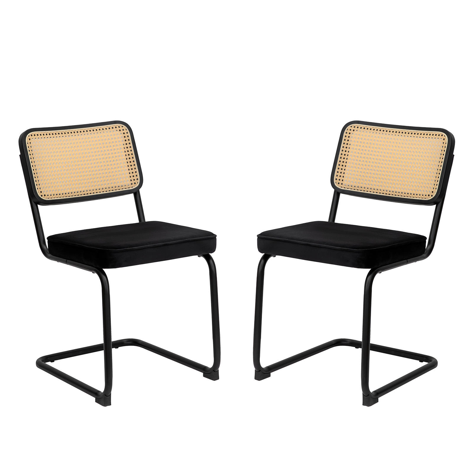 SCHWINGSTUHL DE-36902 2er-Set mit Rattan-Rückenlehne Grün - Schwarz, Metall (46.4/84.6/53cm) - ComfortXL
