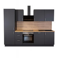 KÜCHENLEERZEILE „Dresden“ 270 cm – ohne E-Geräte – Diamantgrau – mit Zubehör - Edelstahlfarben/Anthrazit, Holzwerkstoff/Metall (270/210/60cm) - GEBA