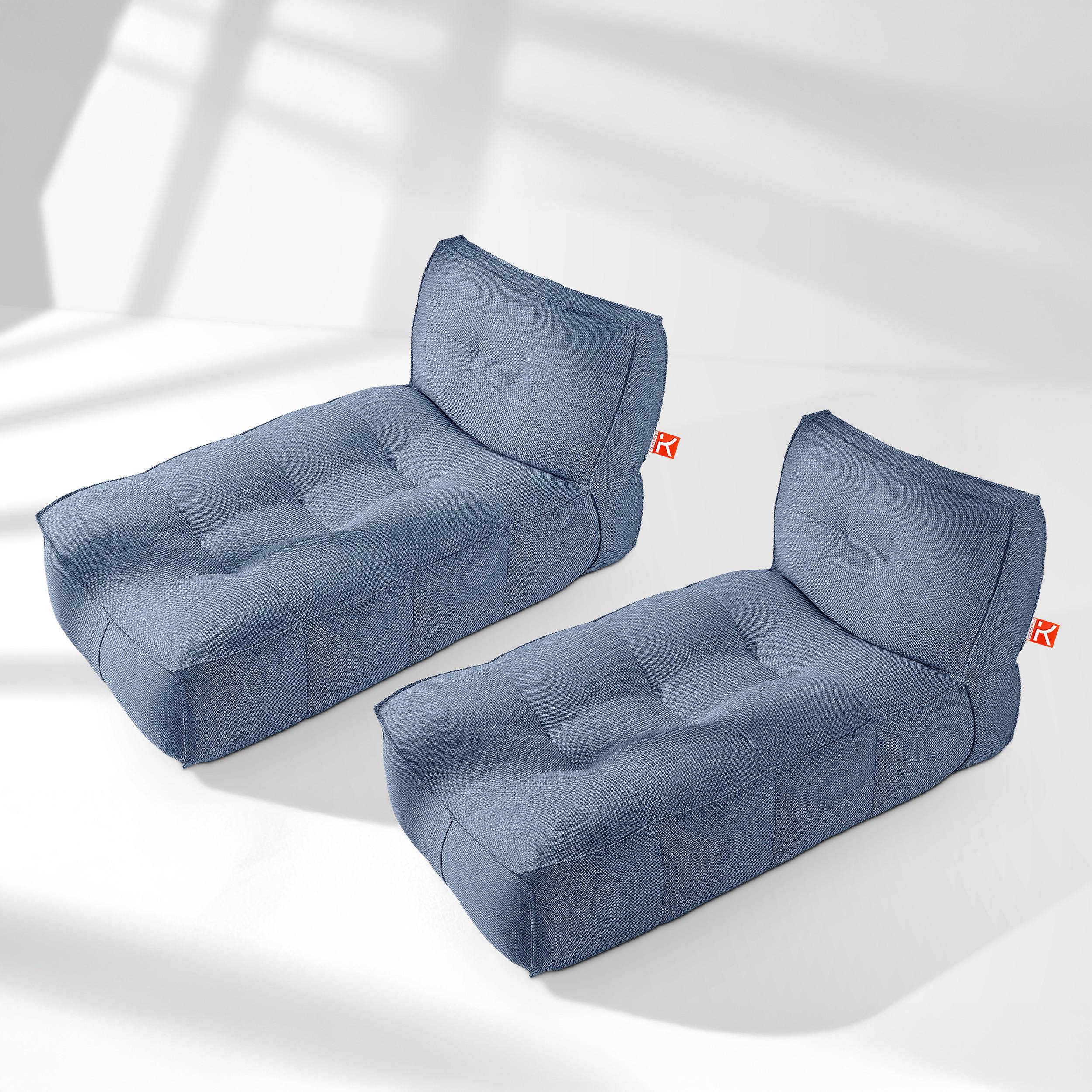 GARTENLIEGE LOVIA Sonnenliege 2-er Set, Marineblau/Weiß - Dunkelblau, Textil (90/82/174cm) - KONSIMO®