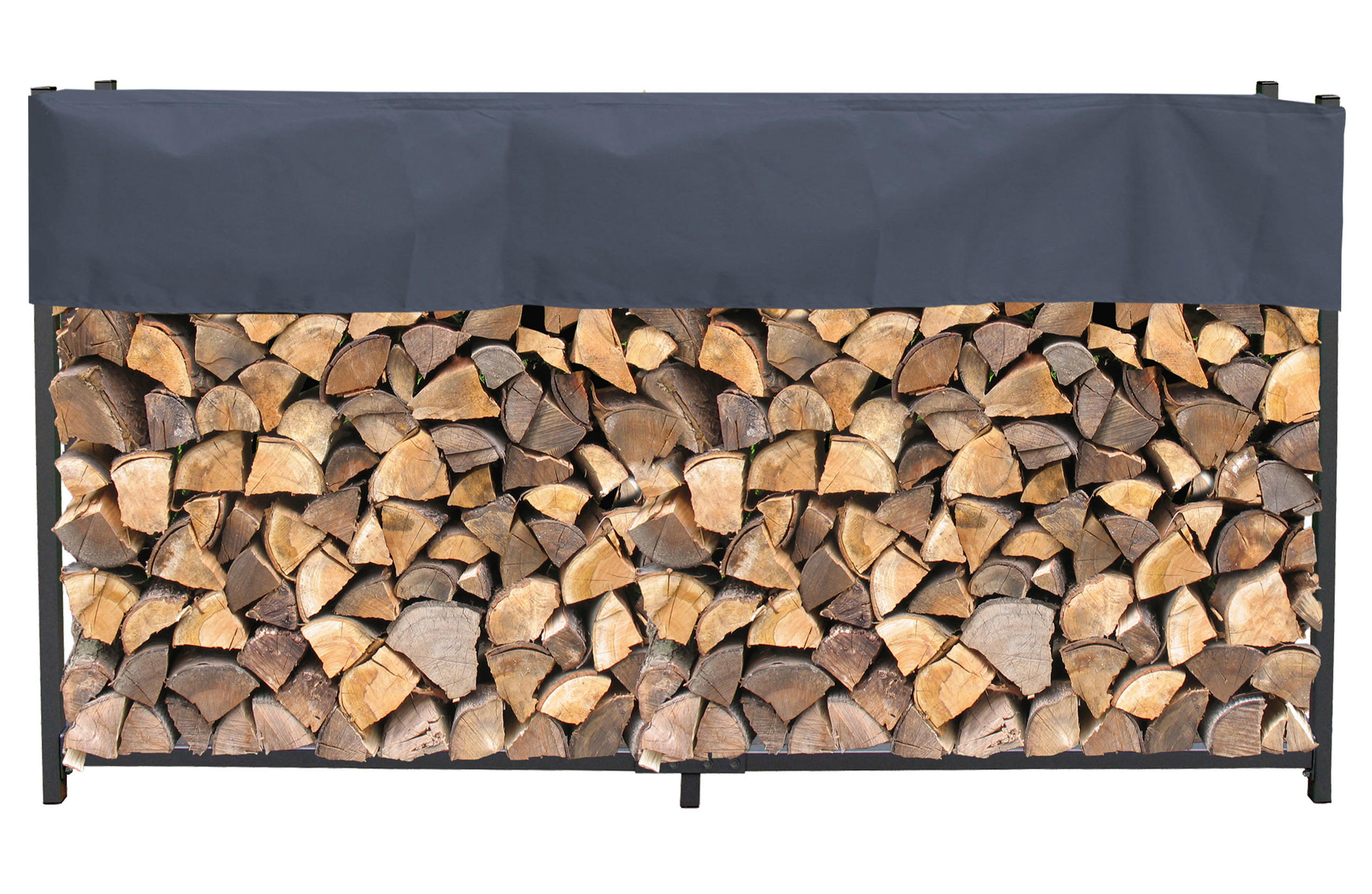 KAMINHOLZREGAL Außen 200x25x115 cm Metall Anthrazit mit Schutzhülle Grau 0,8 m³ / 1,3 SRM - Anthrazit, Metall (200/115/25cm) - QUICK STAR
