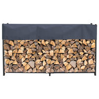 KAMINHOLZREGAL Außen 200x25x115 cm Metall Anthrazit mit Schutzhülle Grau 0,8 m³ / 1,3 SRM - Anthrazit, Metall (200/115/25cm) - QUICK STAR