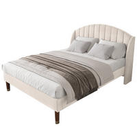 POLSTERBETT aus Samt 160x200 cm in Beige mit Lattenrost & Kopfteil - Beige, Textil (160/200cm) - Modfu
