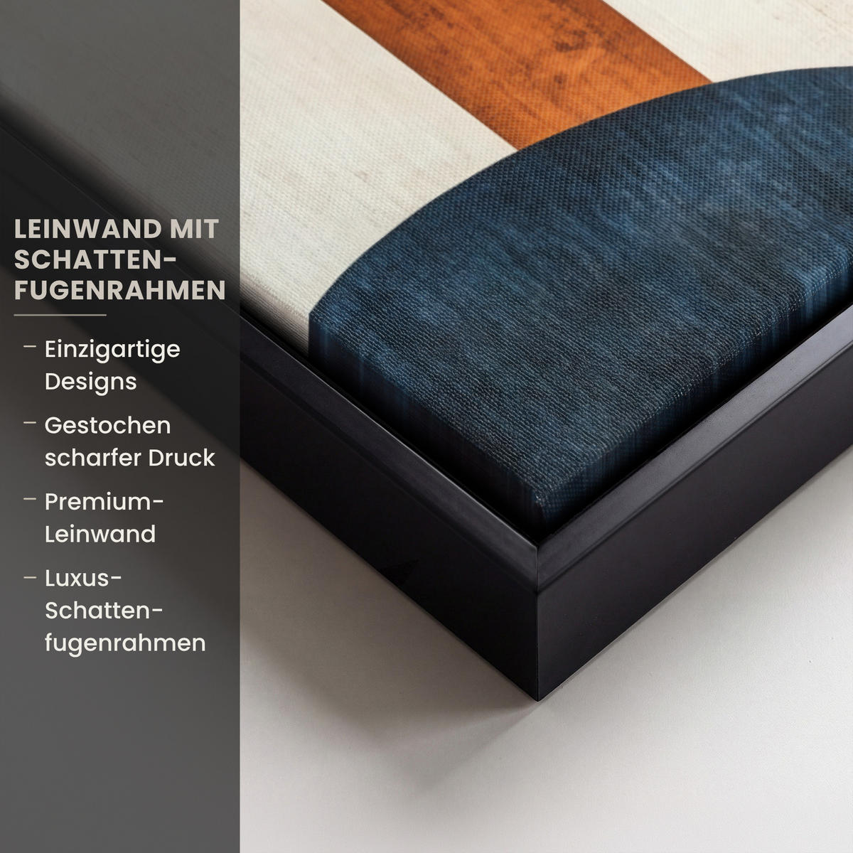 LEINWAND Bilder mit Rahmen - Abstrakt - Formen - Dunkelblau - 50x70 - Cognac, Textil (50/70cm) - MuchoWow