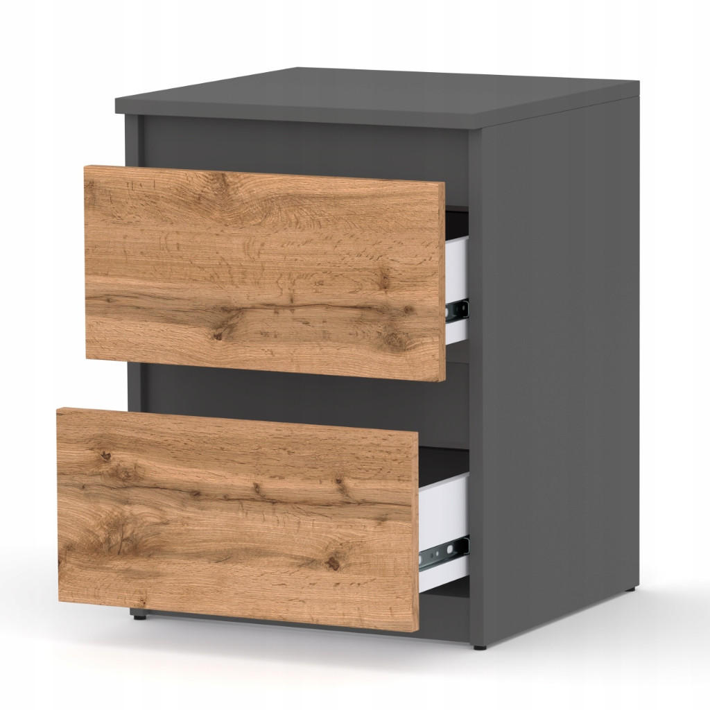 NACHTTISCH LOFT – GRAU MATT EICHE WOTAN - Eiche Wotan/Grau, Holz (40/53.5/40cm) - Stiv Meble