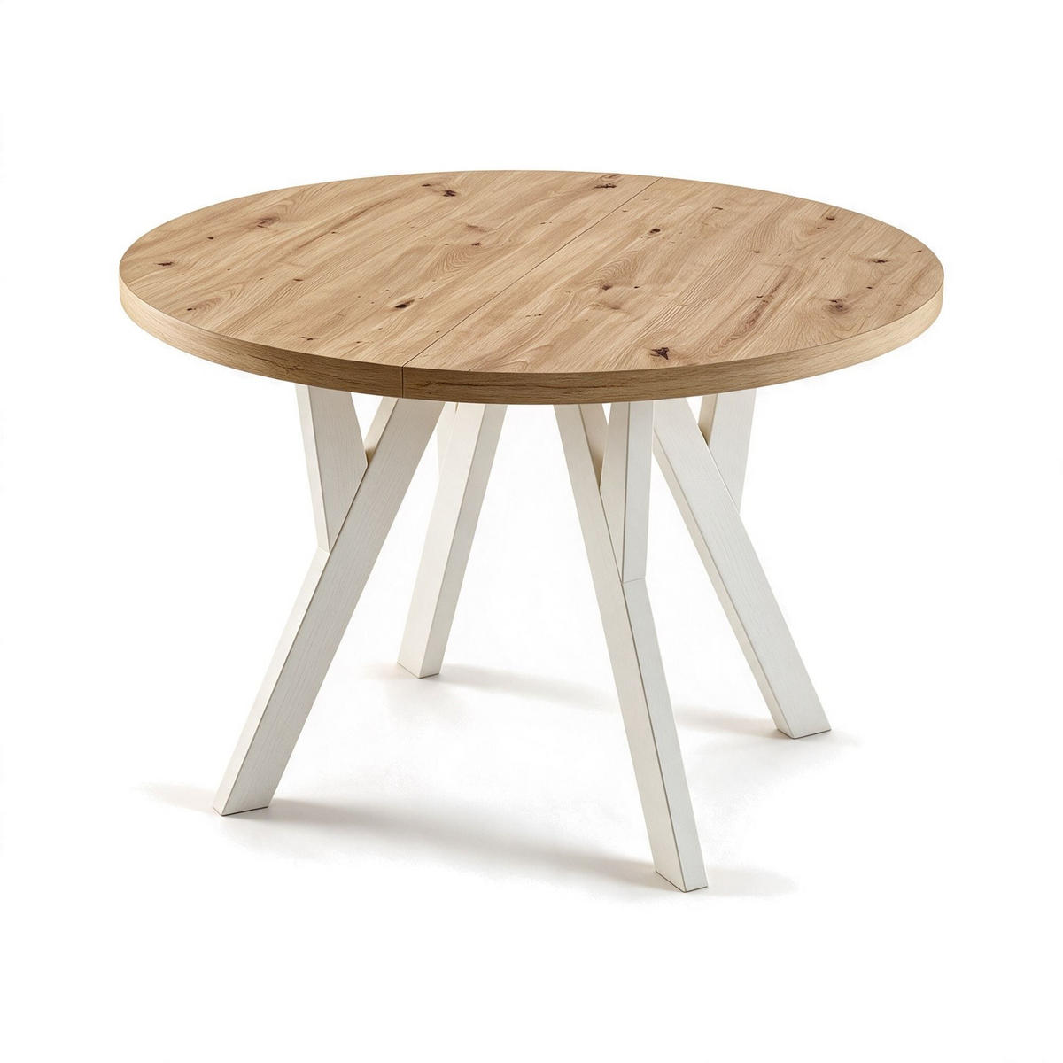 ESSTISCH ausziehbar rund ATO, 100-200 cm, Dekor Artisan, weiße Holzbeine - Dunkelbraun/Weiß, Holzwerkstoff/Buchenholz (100/100/77cm) - VENASI MÖBEL