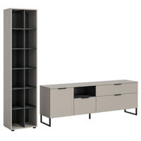 WOHNWAND kaschmir, schwarz 245 cm, Wohnkombination mit Soft-Close-Funktion - Kaschmir/Schwarz, Holzwerkstoff/Kunststoff (245/192/41cm) - Inn.Furn