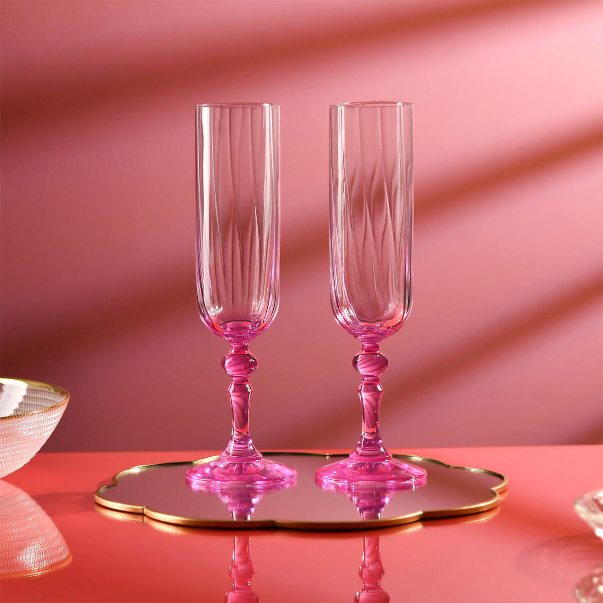 SEKTGLÄSER, 2er-Set, 200 ml - Pink, Glas (0.2L) - Krosno Glass