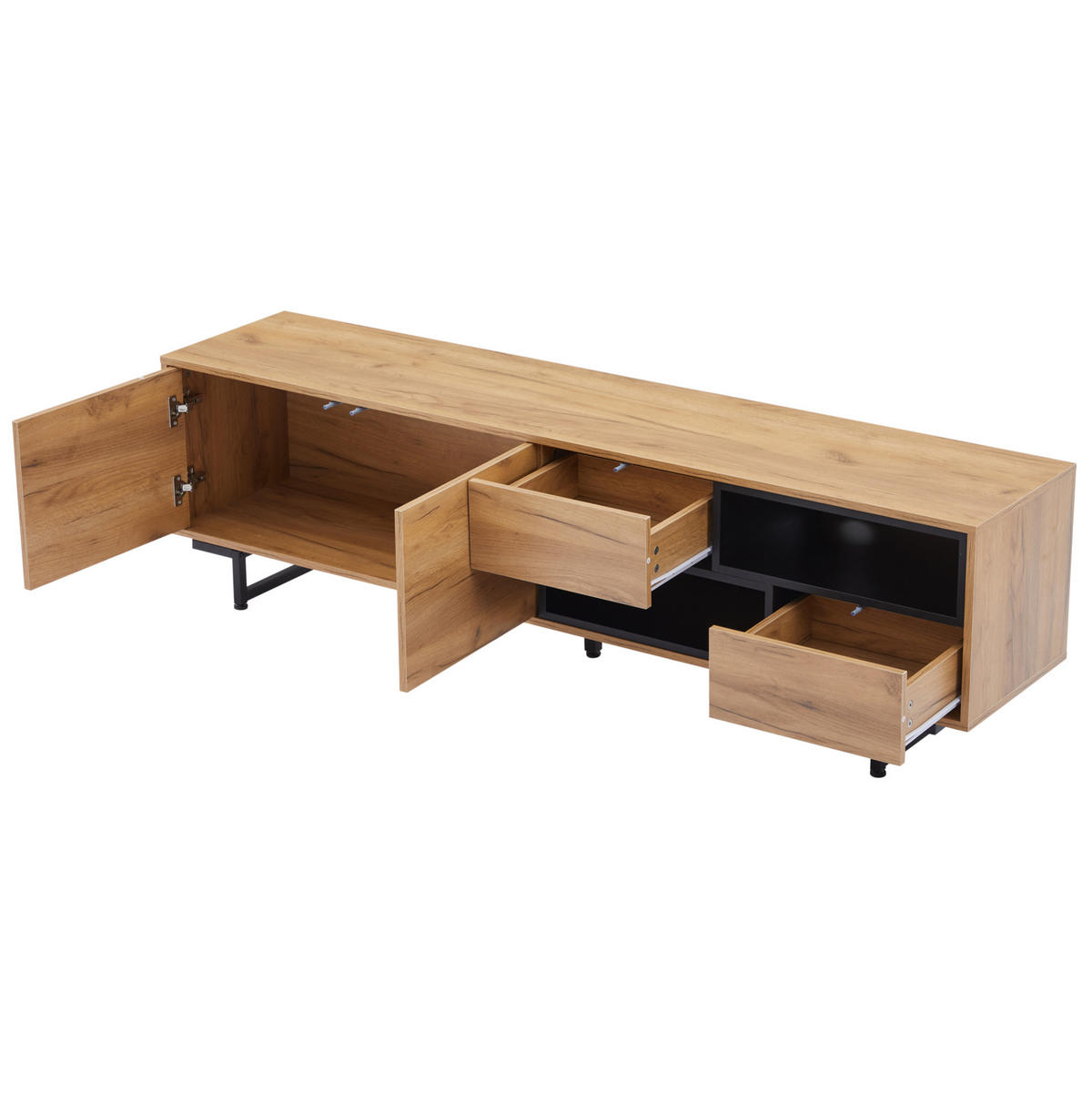 LOWBOARD 173/38/48 cm aus Holzwerkstoff mit Kabeldurchlass Holzfarben - Naturfarben, Holzwerkstoff (173/48/38cm) - Modenvie