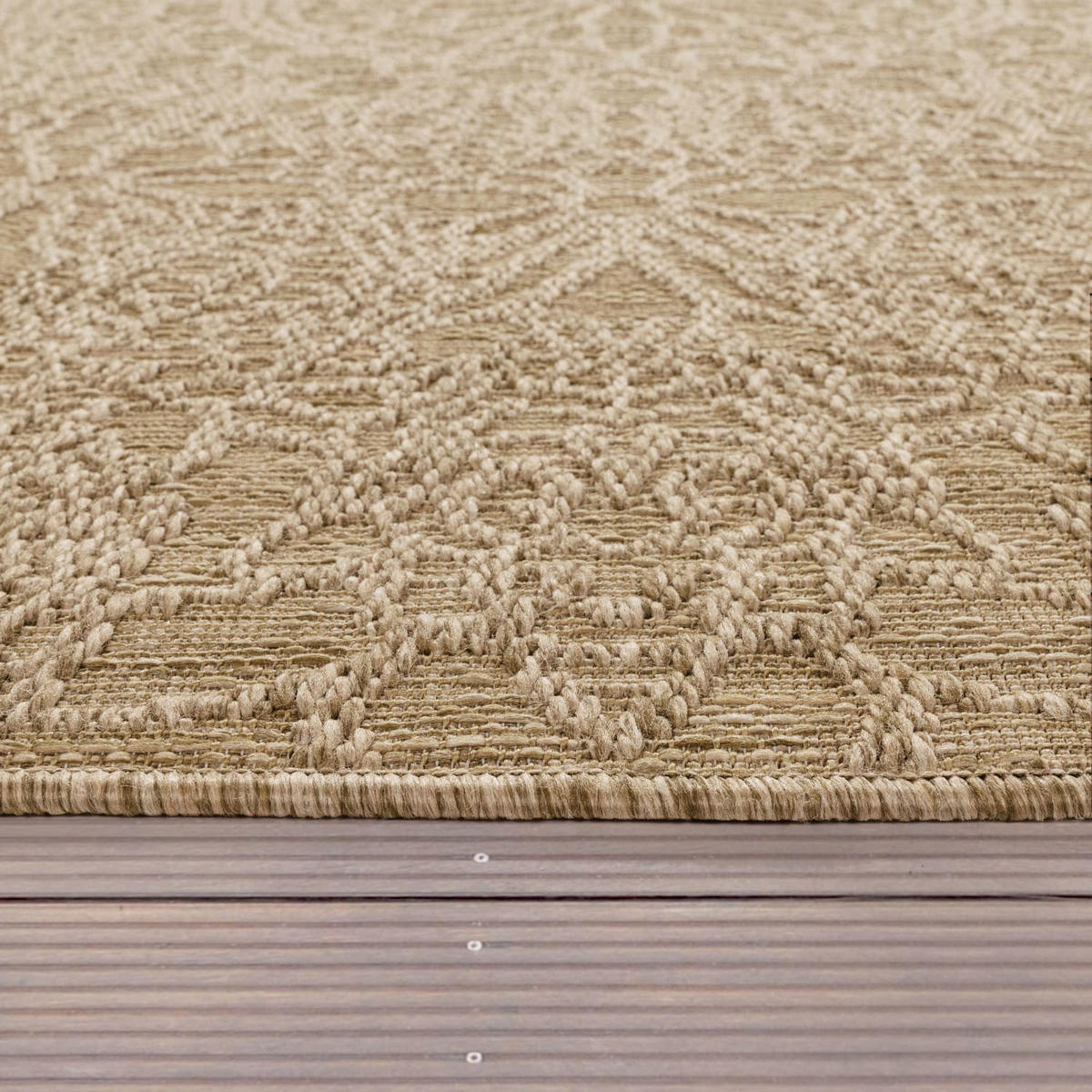 TEPPICH Outdoor Natur Balkon, Terrasse schmutzabweisend Beige Rechteckig 120x160 - Beige, Textil (120/160cm) - KADIMA DESIGN