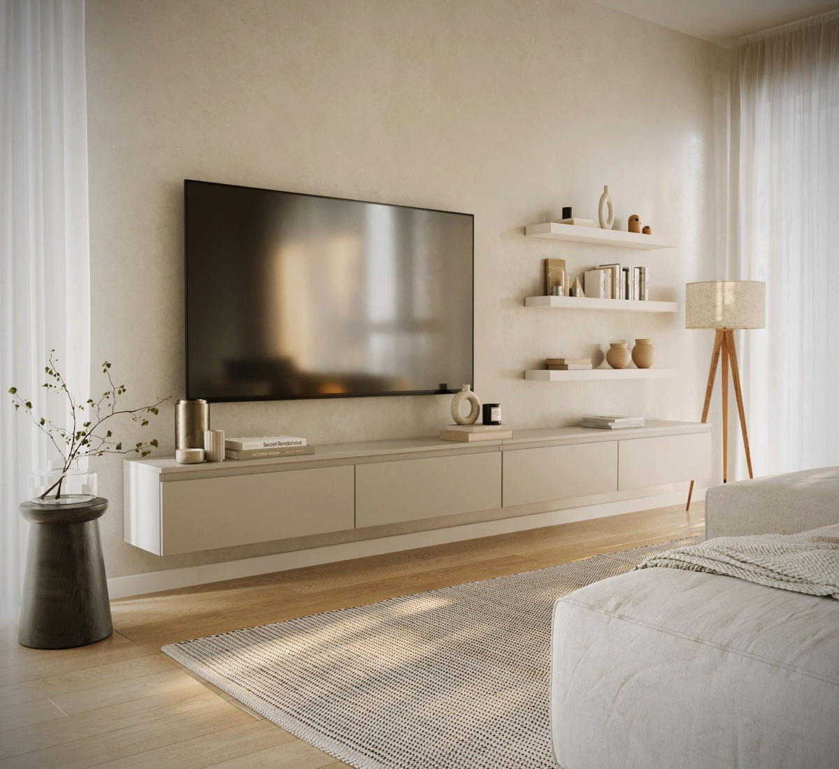 TV-LOWBOARD Bemmi hängend Kaschmirgrau 300/30/30 cm - Kaschmir, Holzwerkstoff (300/28.4/31.8cm) - Selsey